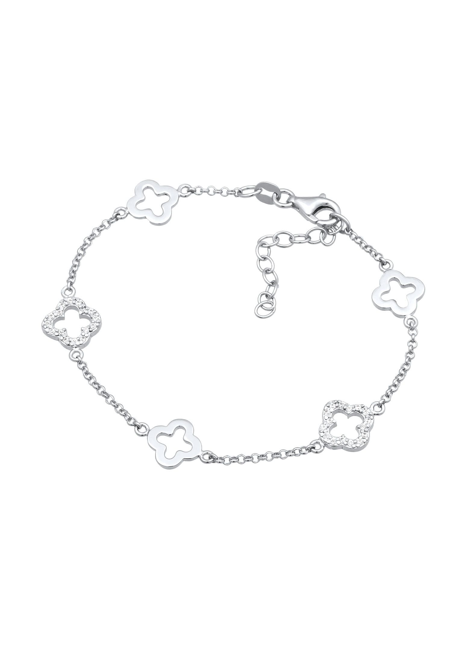 Elli Armkette »Armband Kleeblatt Zirkonia Weiß 925 Sterling Silber«