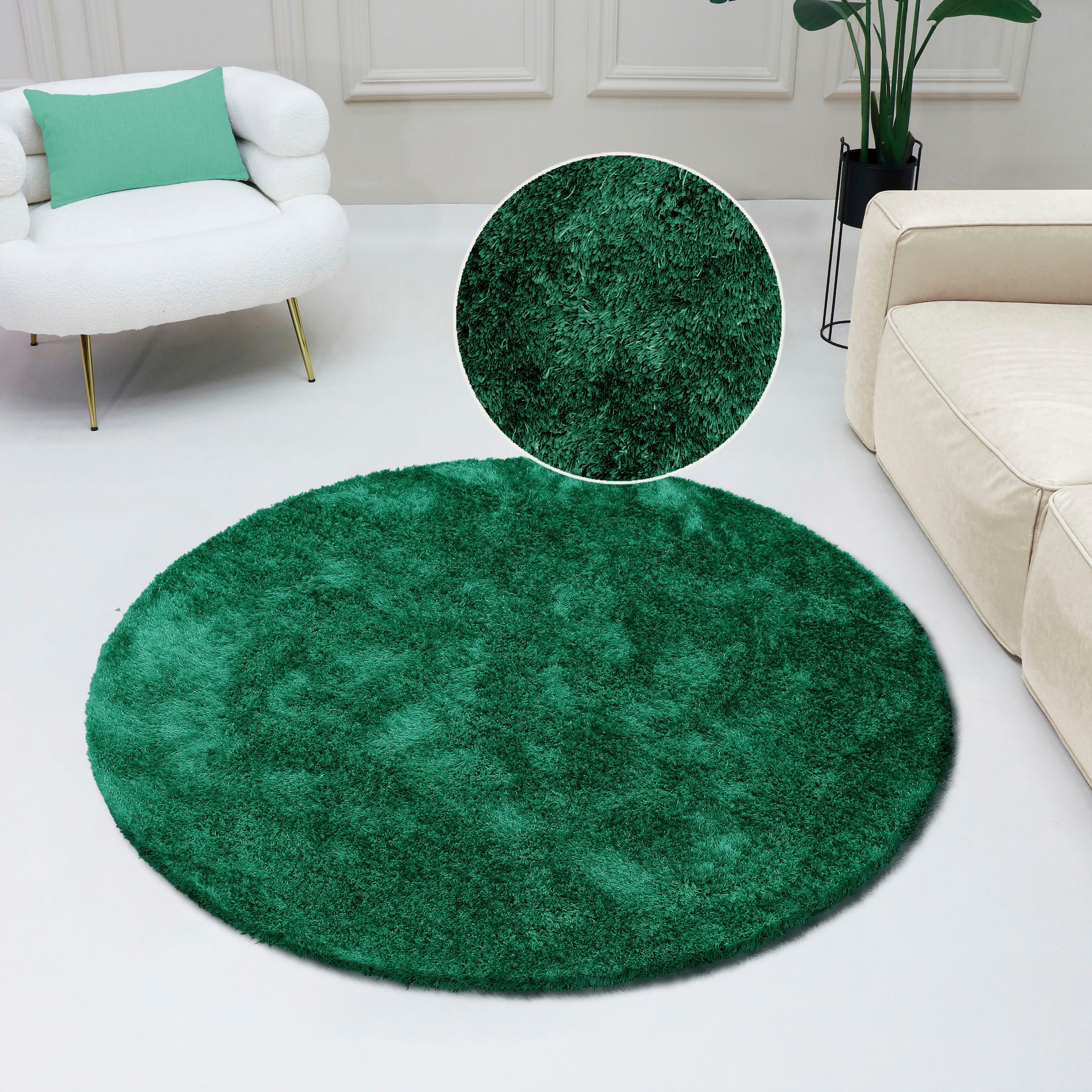 Bruno Banani Teppich "Dana Teppich, besonders weich und kuschelig, Kundenliebling" rund 30 mm Höhe uni, Mikrofaser Teppiche, Wohnzimmer, Schlafzimmer, Esszimmer