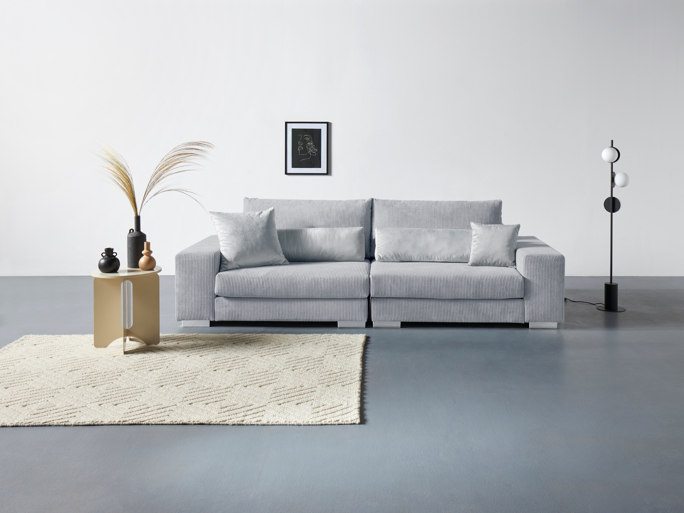 Home affaire Big-Sofa "Vasco", Breite 277 cm, inkl. 6-teiliges Kissenset, in Cord