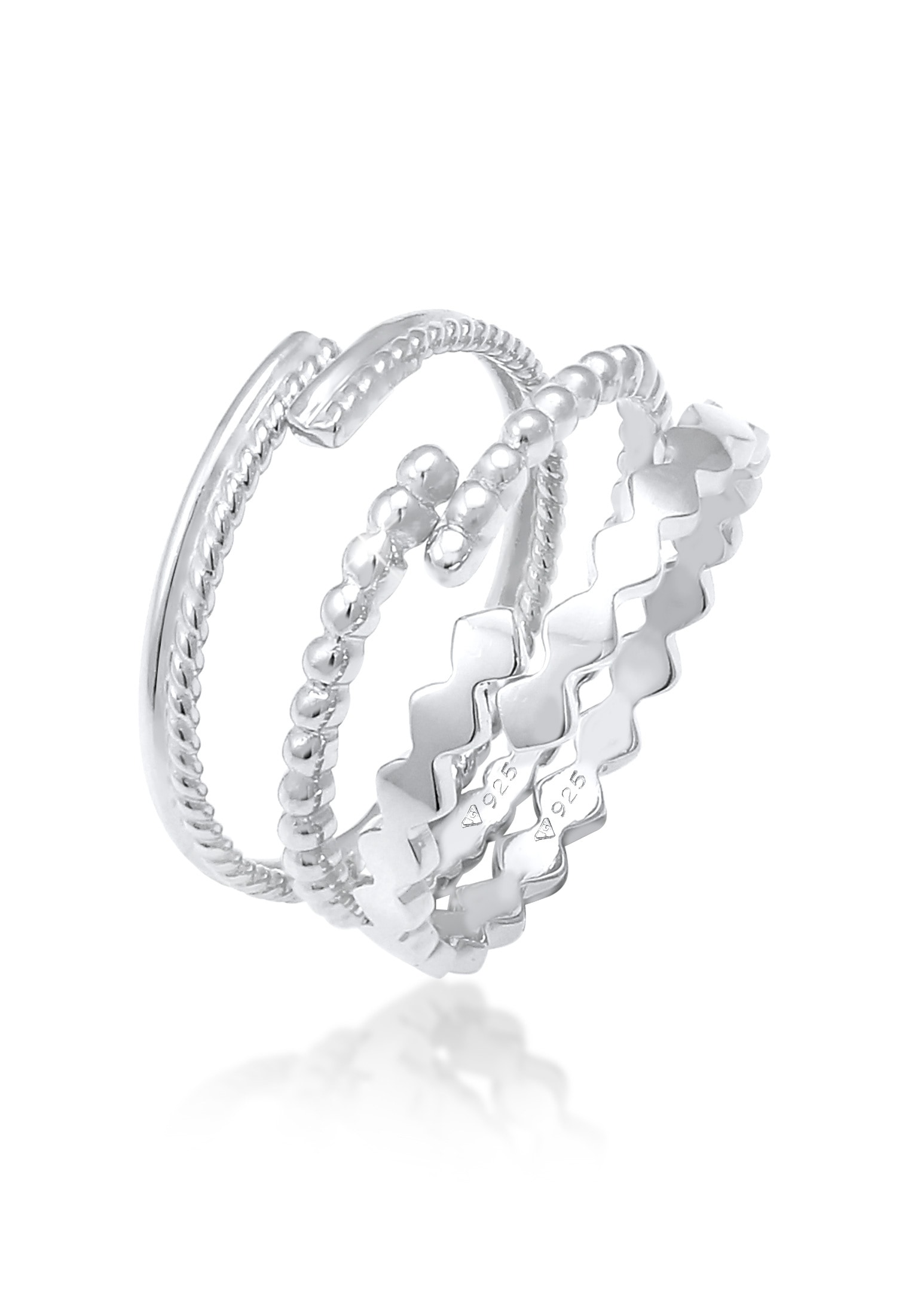 Ring-Set »Kugel Twist Geo Offen Set (3 tlg) 925 Silber«