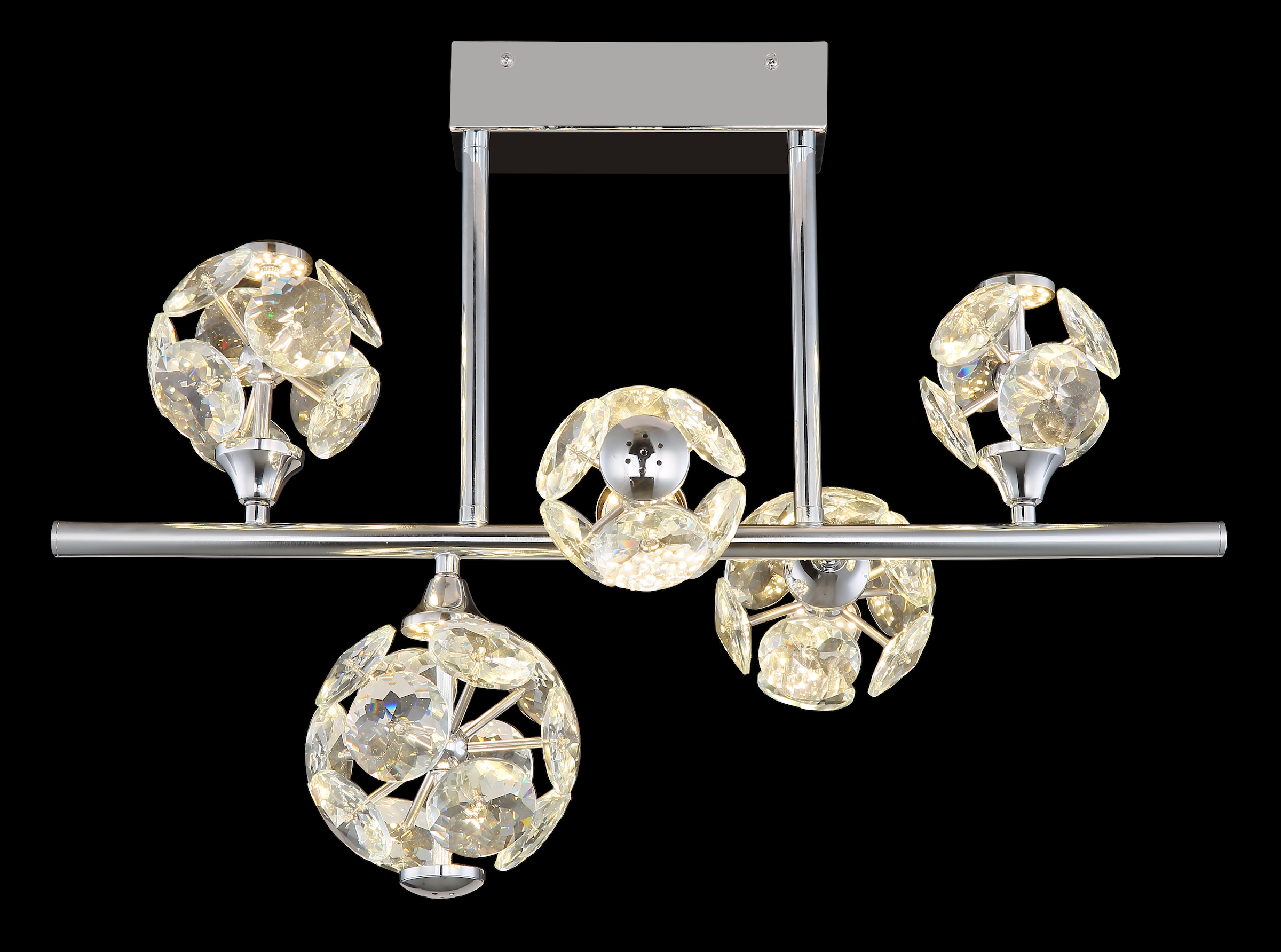 GLOBO LIGHTING LED Deckenleuchte »VIRINA«, Leuchtmittel LED-Modul | LED fest integriert, Deckenlampe/Kristalle/Wohnzimmer/Essbereich/LxBxH: 610x300x460mm