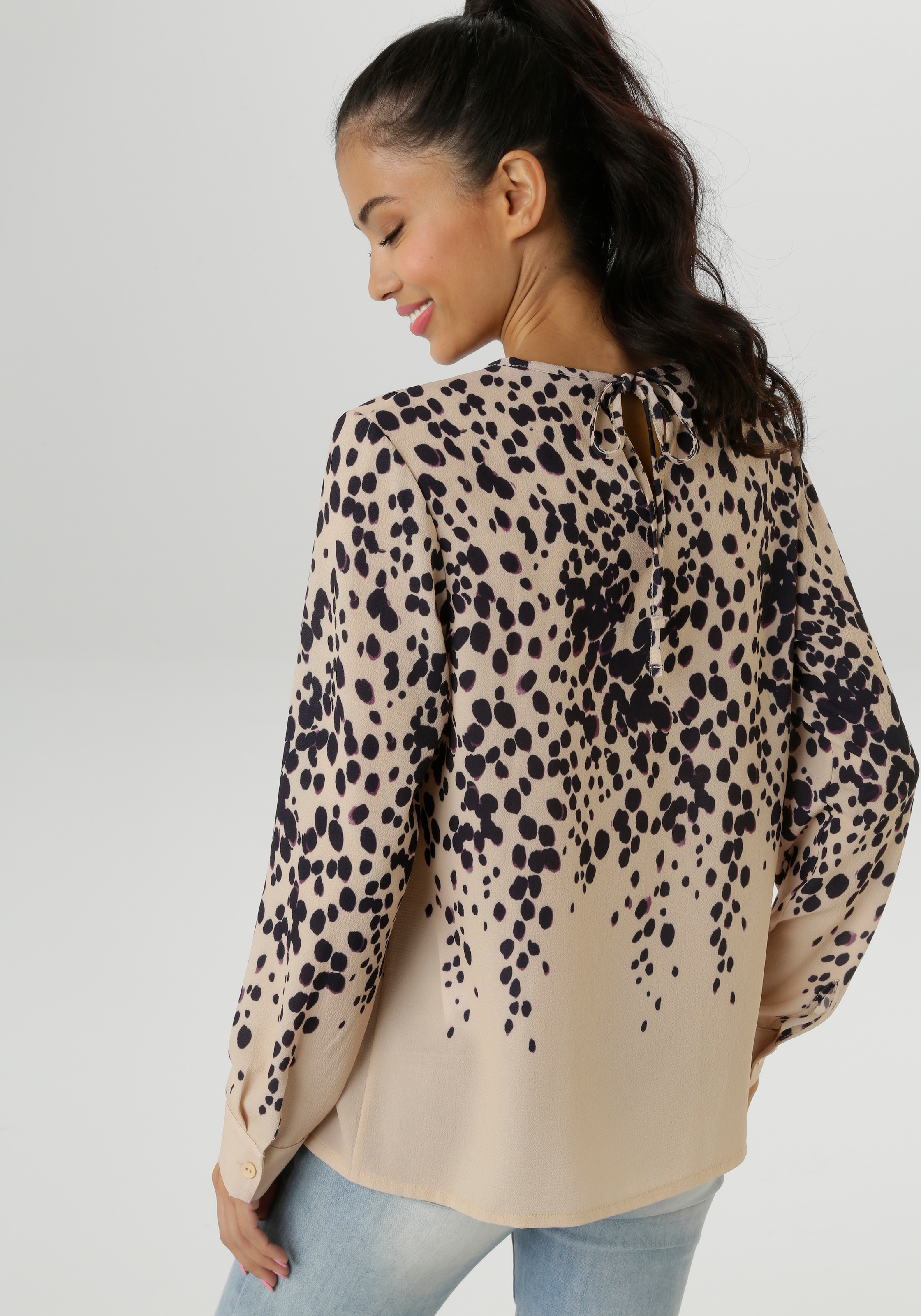 Aniston SELECTED Schlupfbluse, mit stilvollem Allover-Tropfenprint - NEUE KOLLEKTION