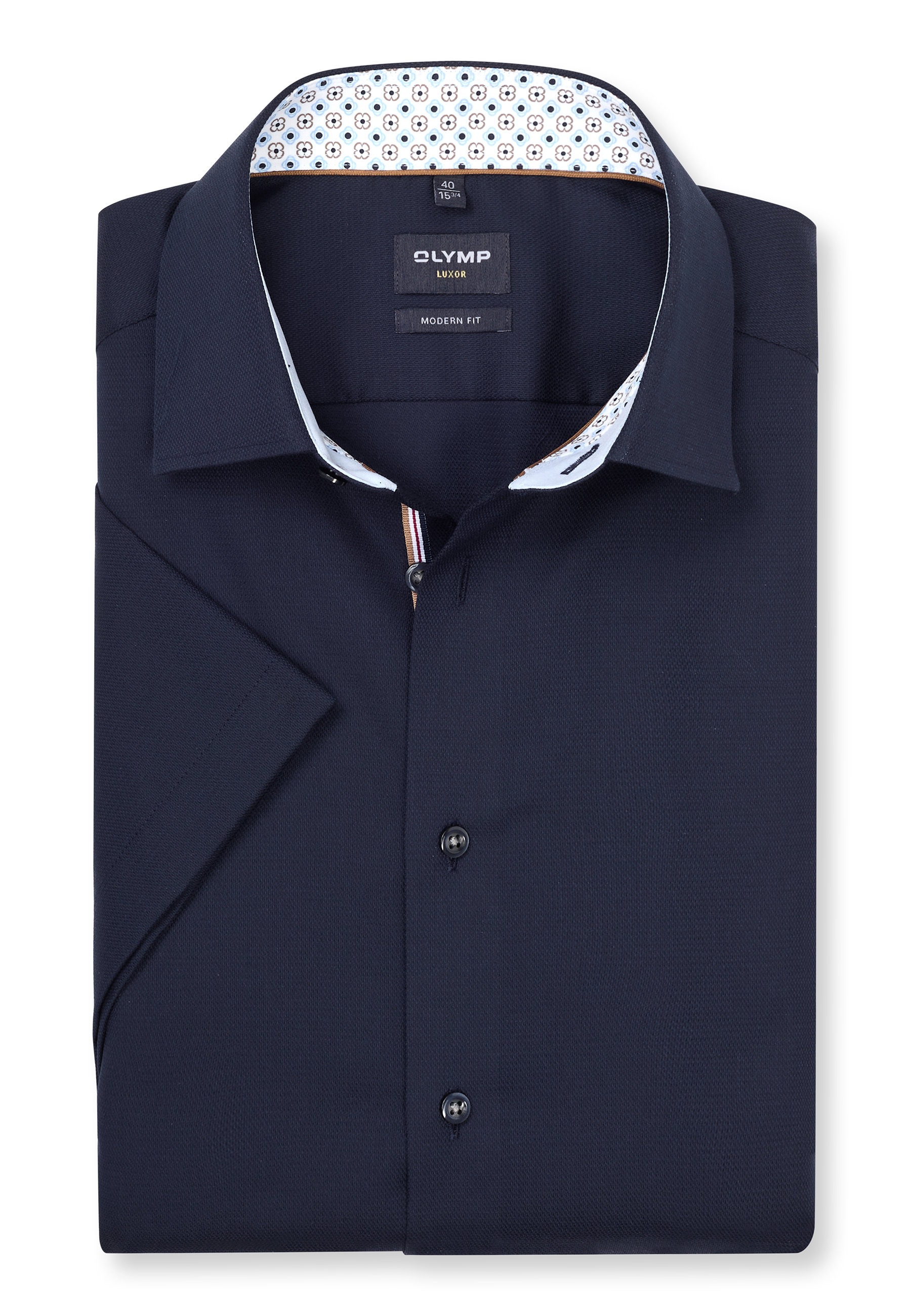 Businesshemd OLYMP "OLYMP Luxor, modern fit, New Kent", Herren, Gr. 45, Normaler Arm, marine, 100% Baumwolle, Hemden