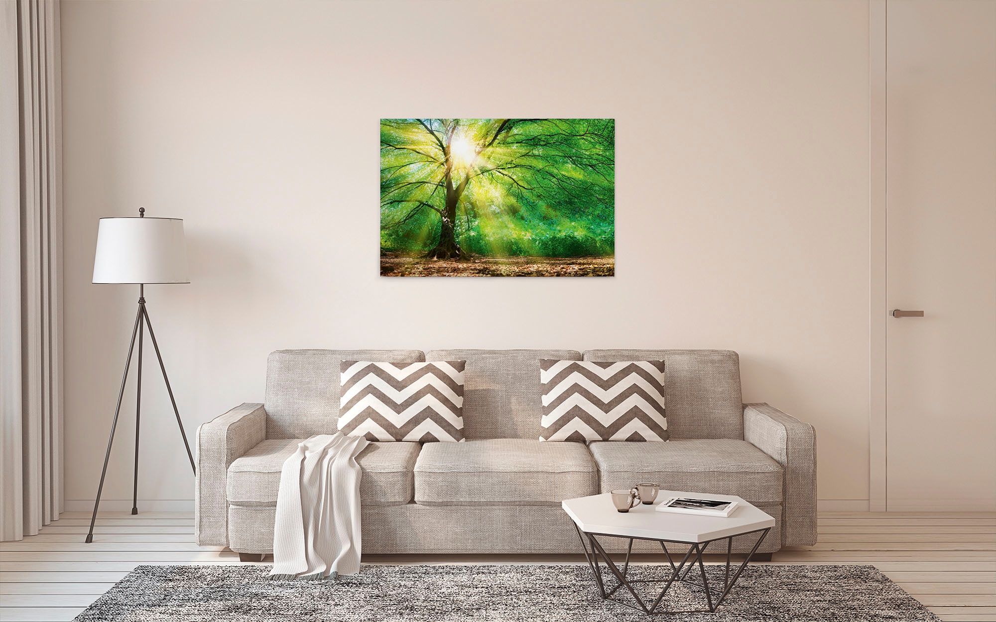 A.S. Création Leinwandbild »Forest Light«, Kunst-Wald-Kinder, (1 St.), Sonnenlicht Baumkrone Keilrahmen Natur Leinwand-Bild Wohnzimmer modern