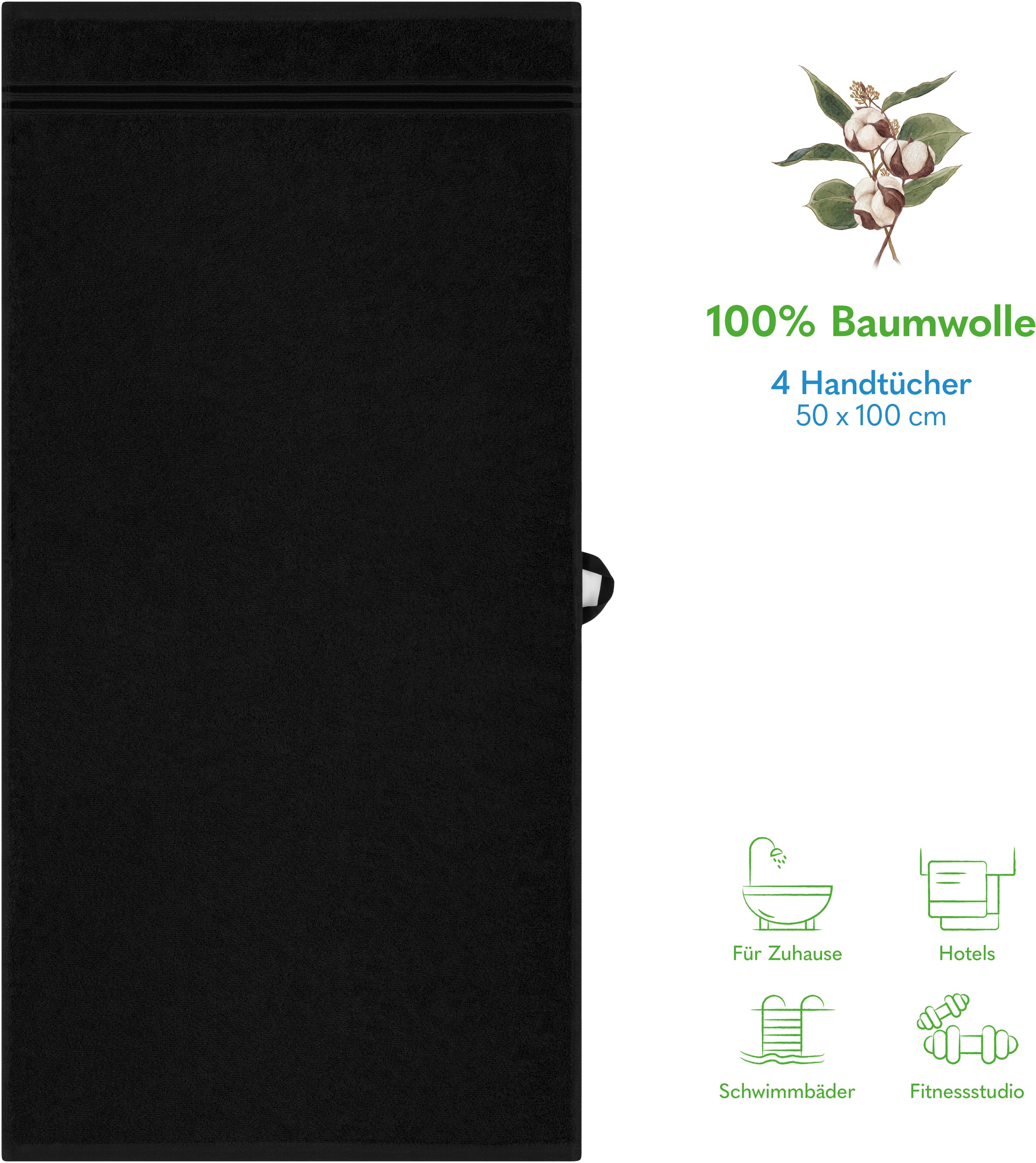 HAMMETEX Handtuch Set "4er Set Handtücher 50x100 cm, 100% Baumwolle, Weich günstig online kaufen