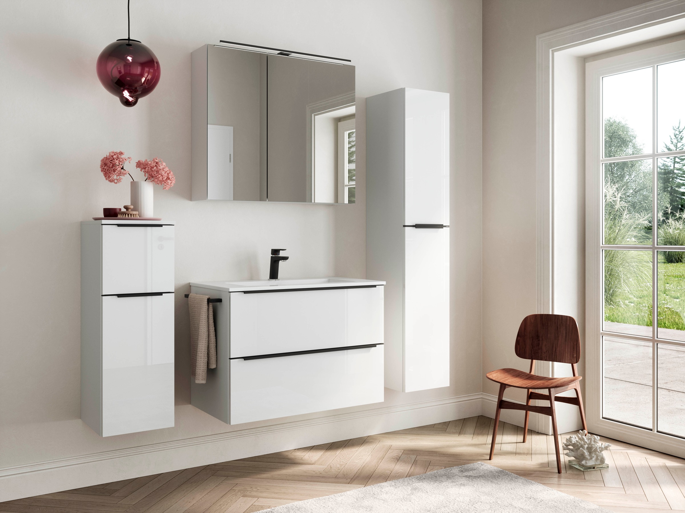 nobilia® Spiegelschrank »Prina«, (inkl. Beleuchtung mit Dimmerfunktion), in Breiten 60, 80, 100 und 120 cm, innenliegende Steckdose