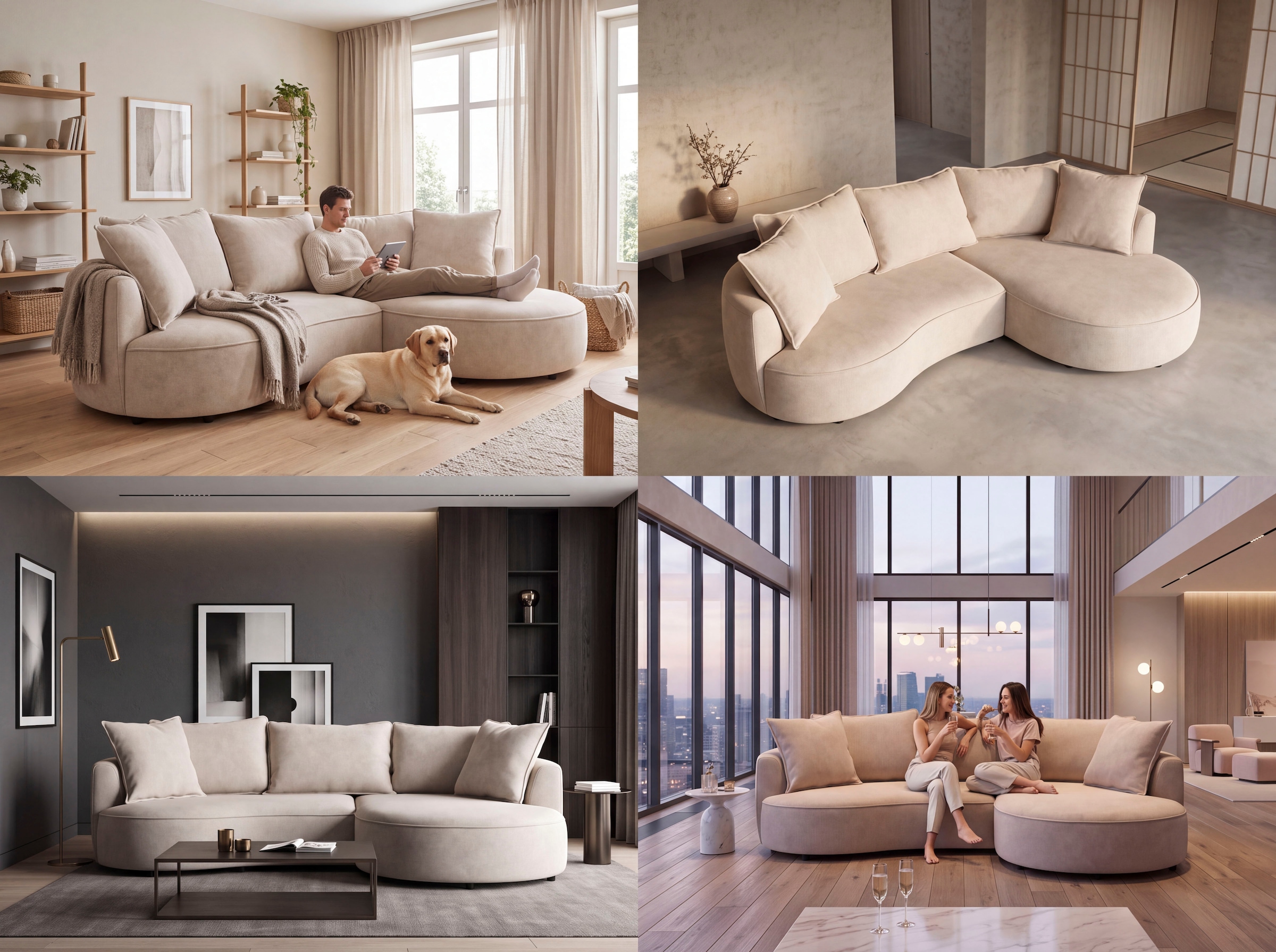 OTTO home Ecksofa »Sana L-Form, B: 260 cm, organische Form, Otto.Verlässliche Qualität« Loungesofa mit Wellenunterfederung