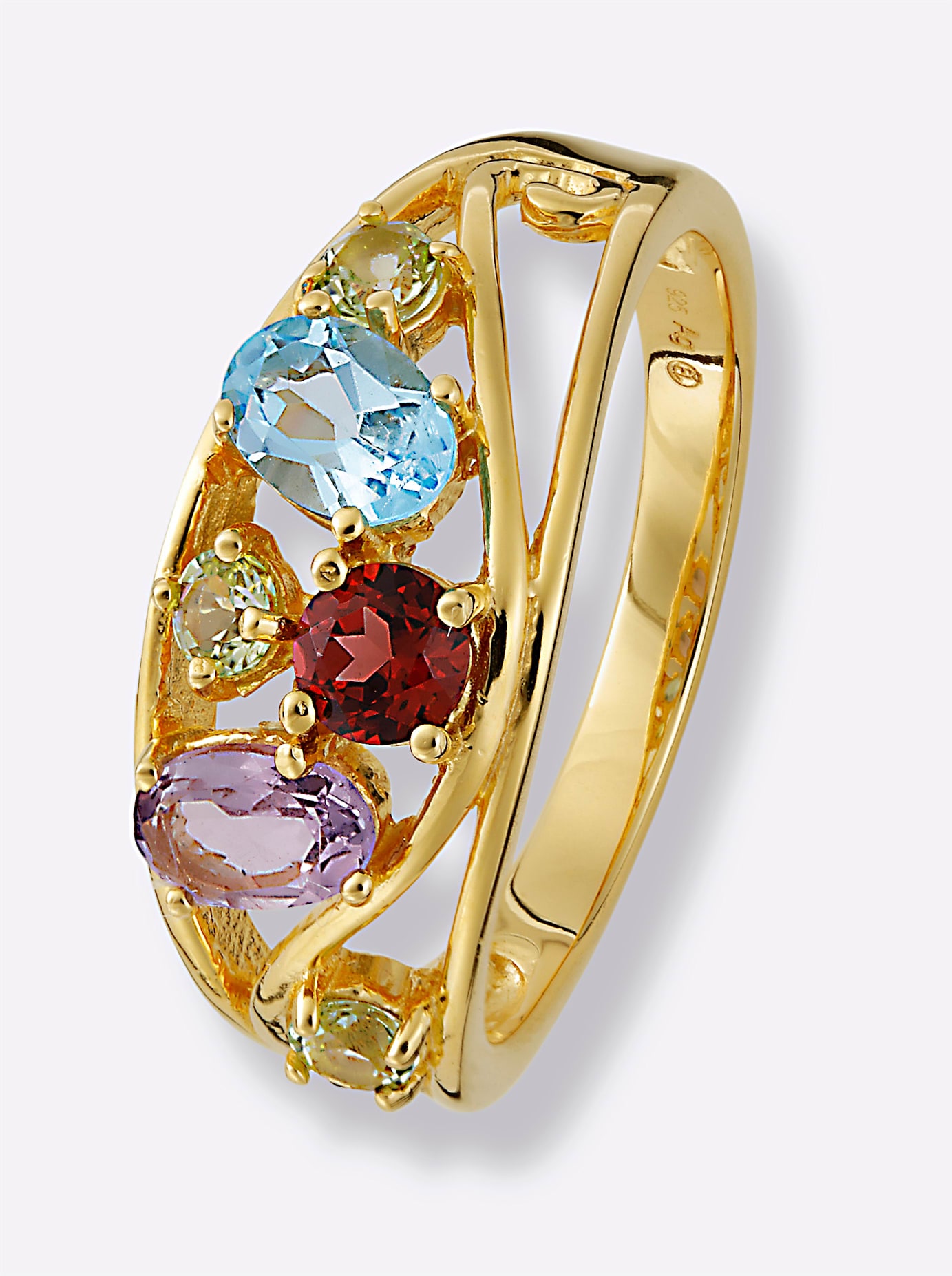 Fingerring LADY Gr. 20, bunt, Fingerringe, Damen, 20, Silber 925 (Sterlingsilber), Fingerring