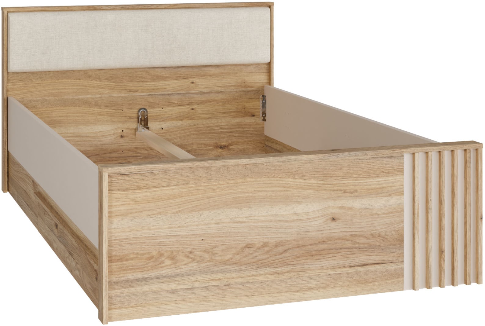 FORTE Bett "Bett mit Stauraum 2 SK, Kopfteil gepolstert" B/H/T 130/84/213 cm, in 2 Farben erhältlich