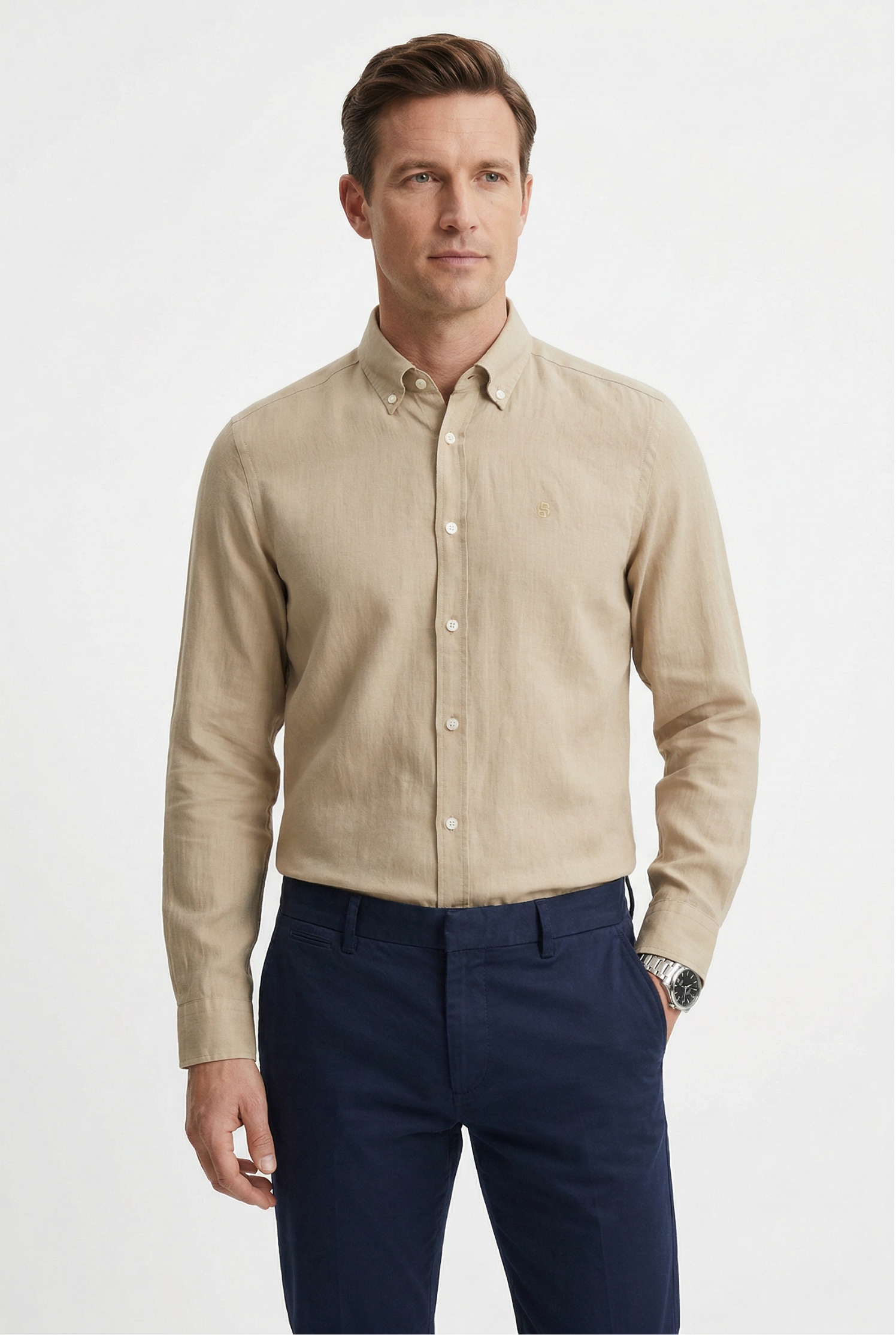 BOSS Leinenhemd "LIAM" 100% Leinen mit Button-Down-Kragen, regular fit
