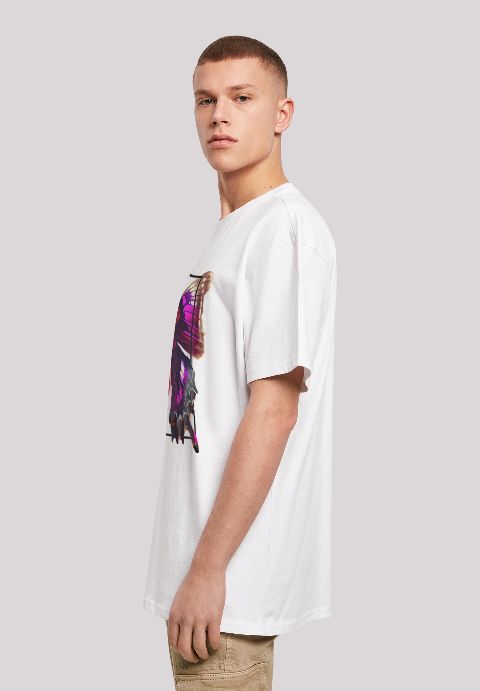 F4NT4STIC T-Shirt »Pink Schmetterling OVERSIZE TEE«, Print