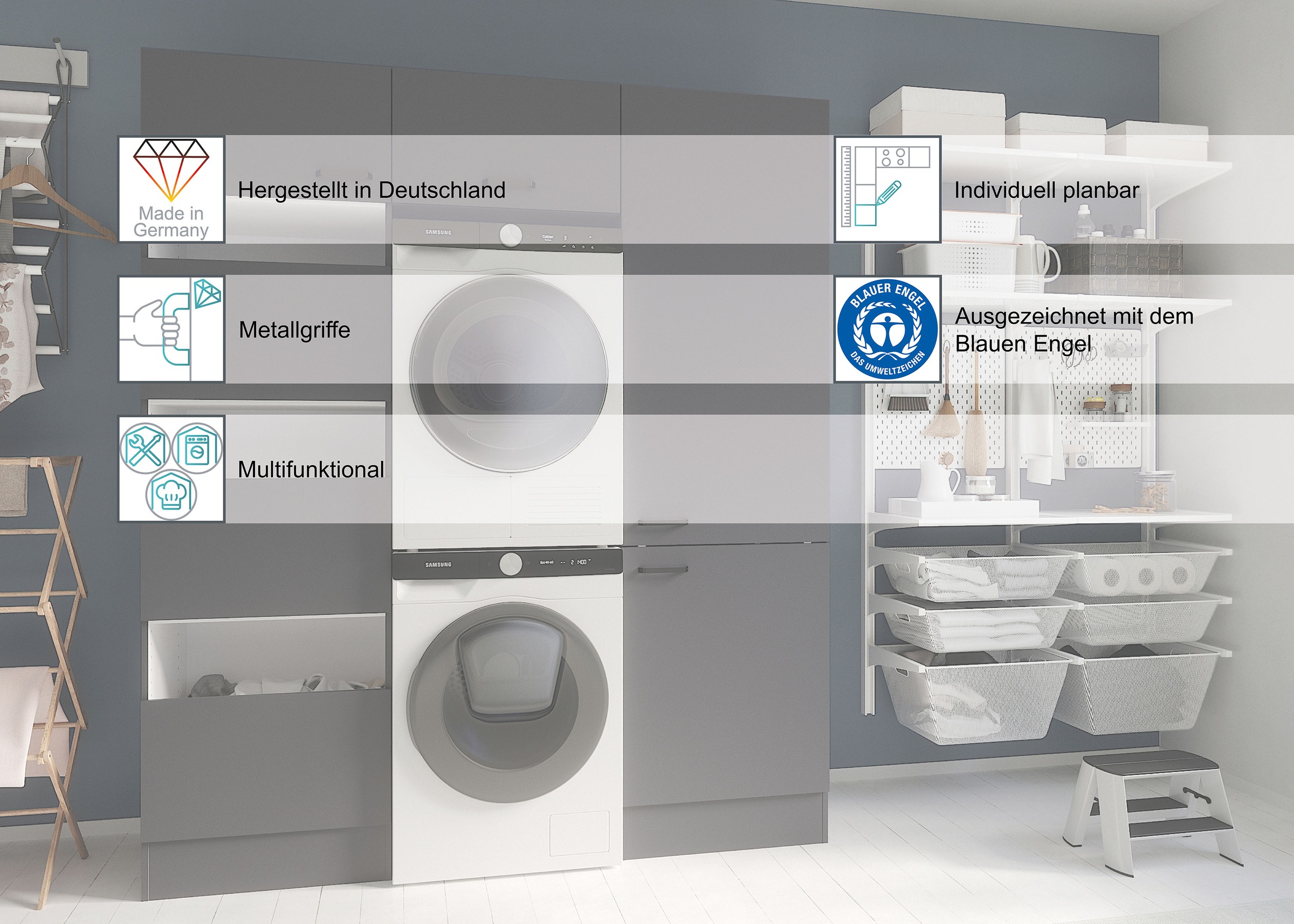OPTIFIT Küchenzeile »OPTImulti« Breite 210 cm, wahlweise mit E-Geräten und Edelstahlspüle