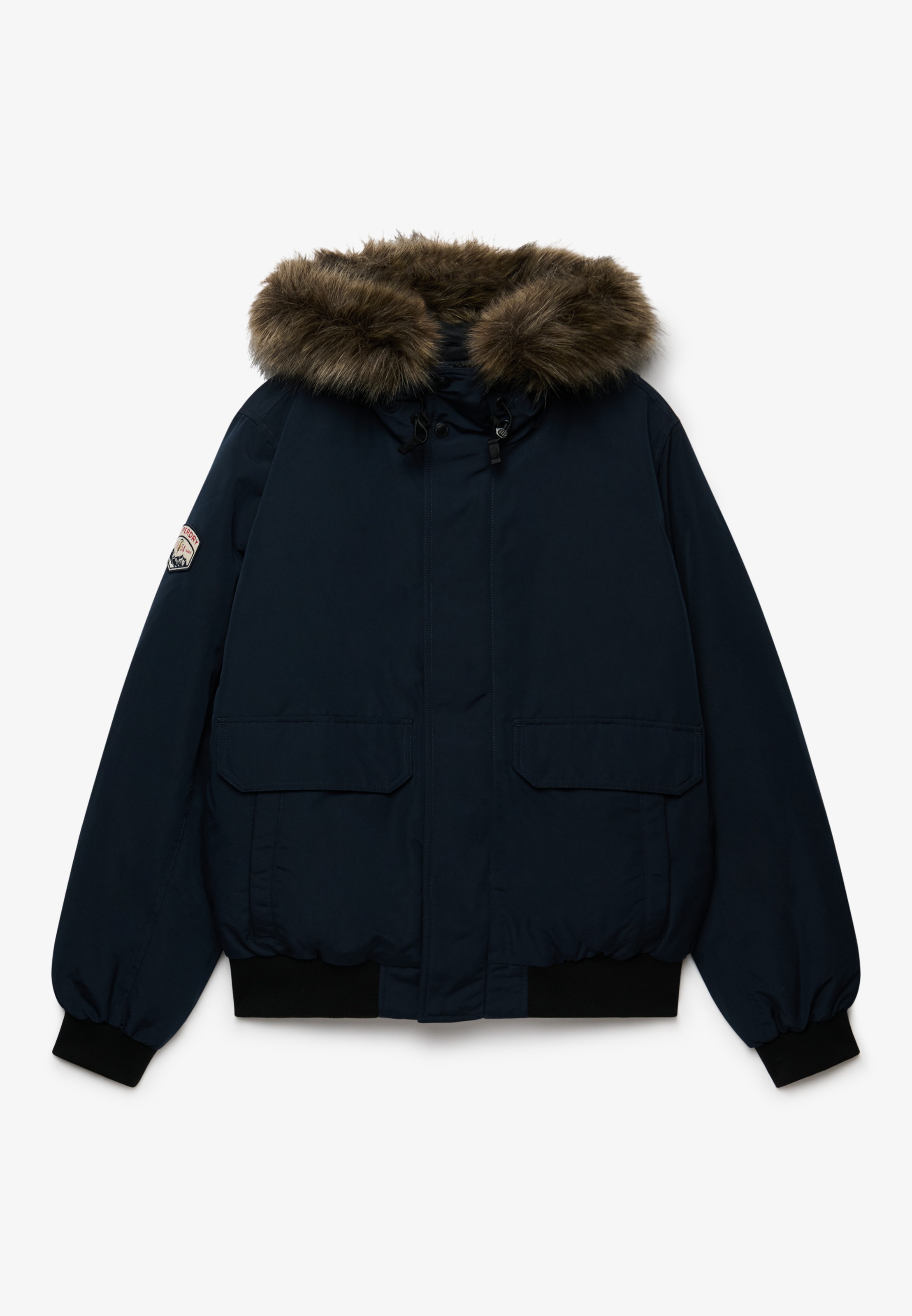 Superdry Bomberjacke »FAUX FUR EVEREST BOMBER JACKET« mit Kapuze Kunstfaser, relaxed fit
