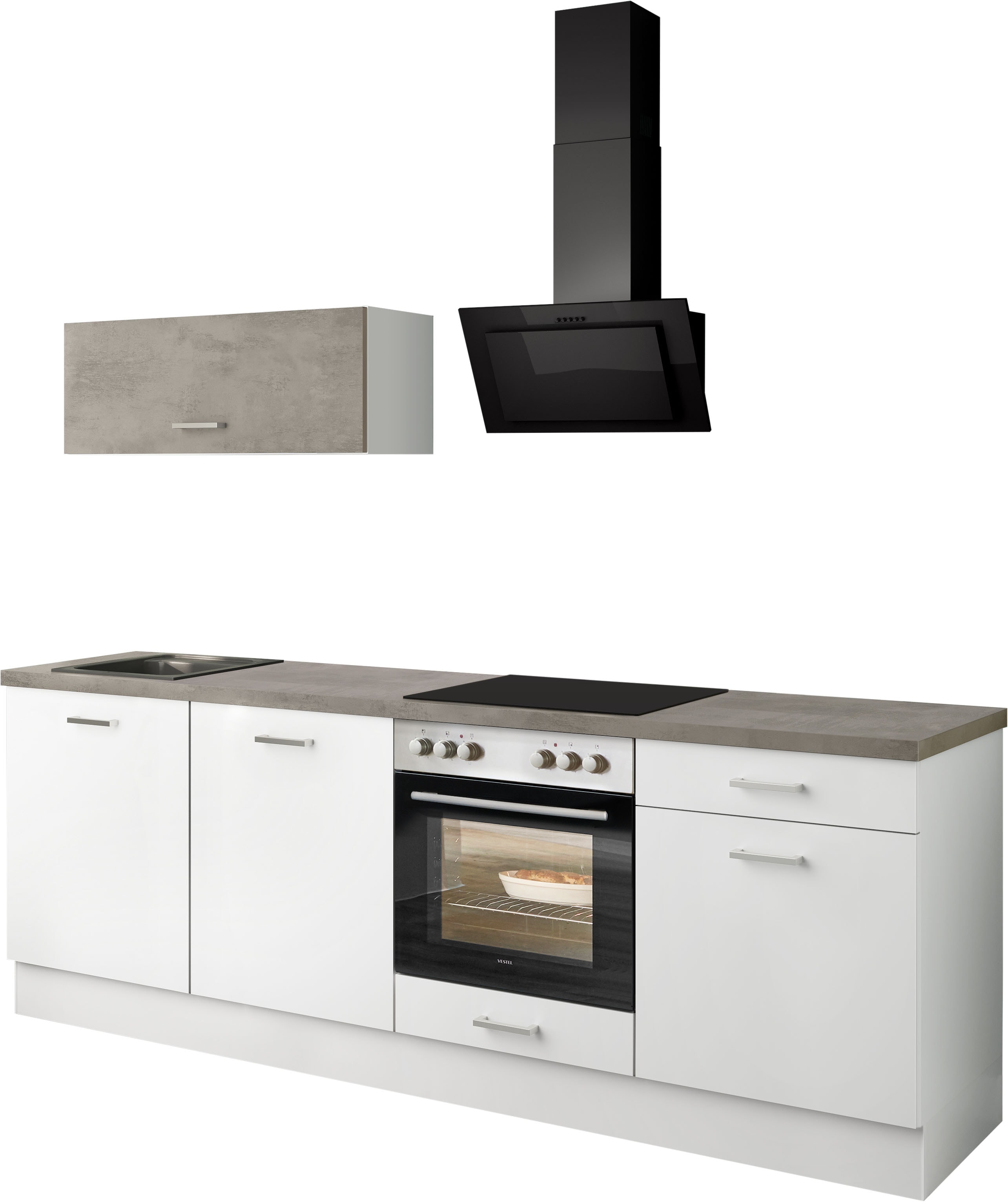 IMPULS KÜCHEN Küchenzeile "Lissabon, Ausrichtung wählbar, Schubkästen mit Soft-Close" Set, vormontiert, in verschiedenen Farben erhältlich, Breite 240 cm