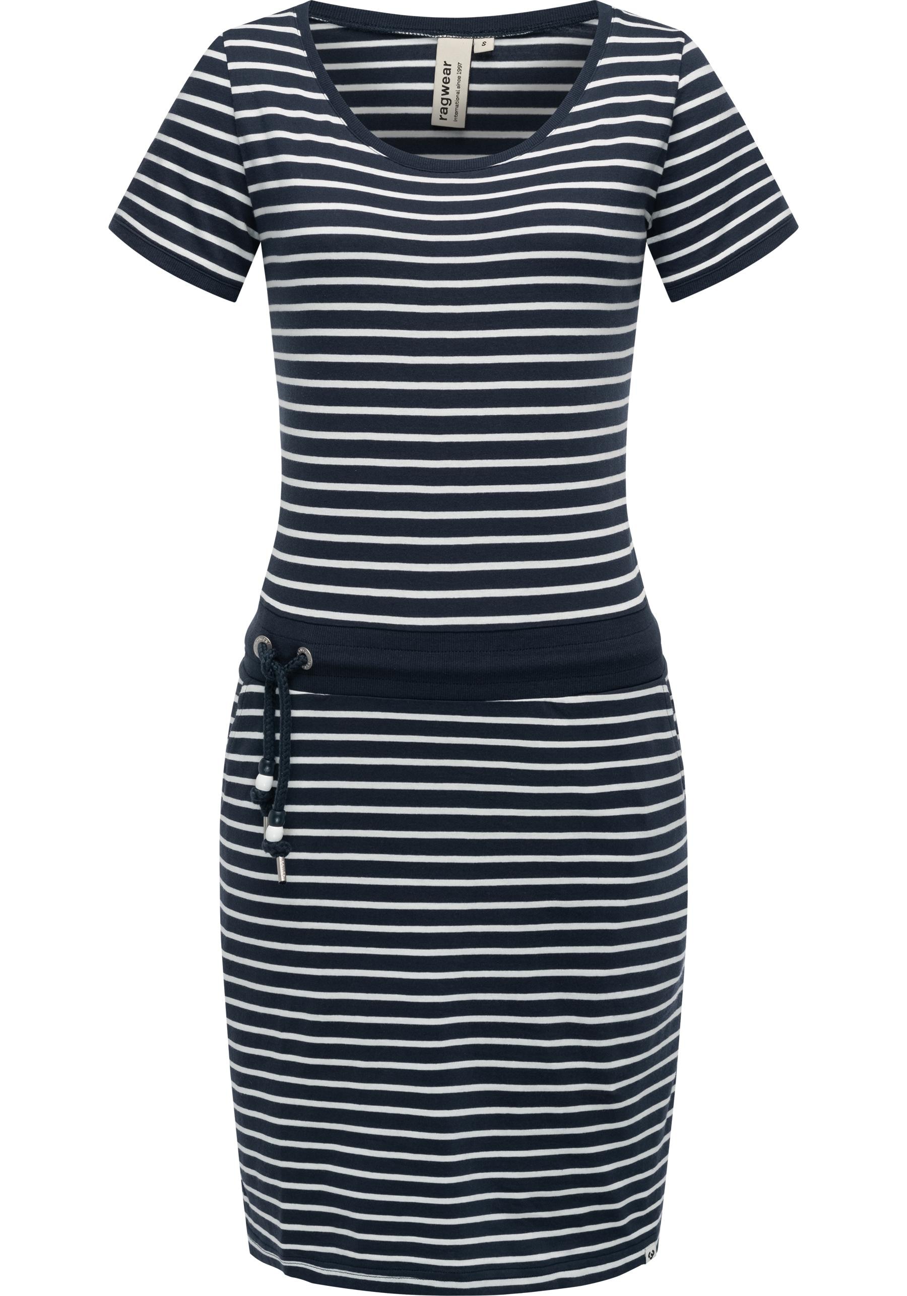Ragwear Sommerkleid »Baomi«, gestreiftes Damen Minikleid mit Taillenkordel und Taschen