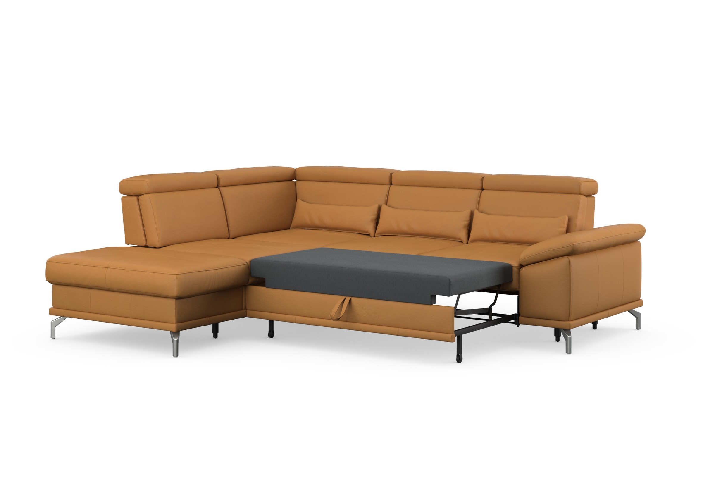 sit&more Ecksofa »Cabrio L-Form, mit Sitztiefenverstellung, Arm- und Kopfteilverstellung«, 3 Nierenkissen, Federkern, optional Bettfunktion und Stauraum