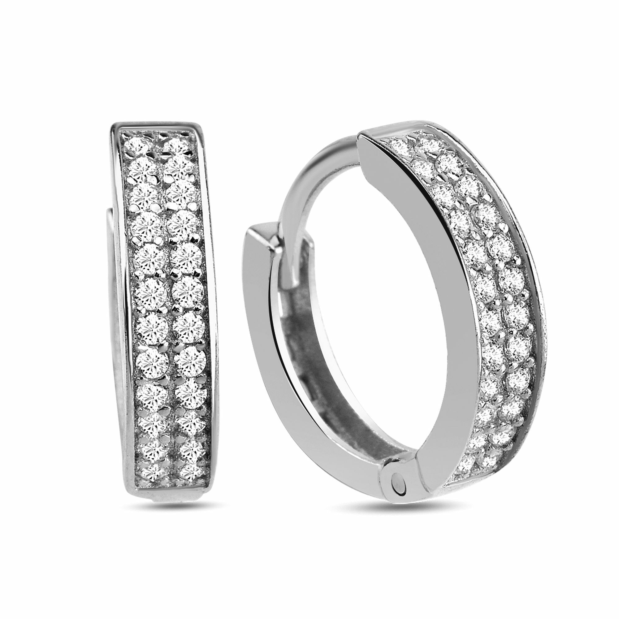 dKeniz Paar Creolen »925/- Sterling Silber Pave«