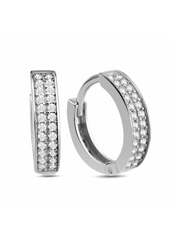 Paar Creolen »925/- Sterling Silber Pave«