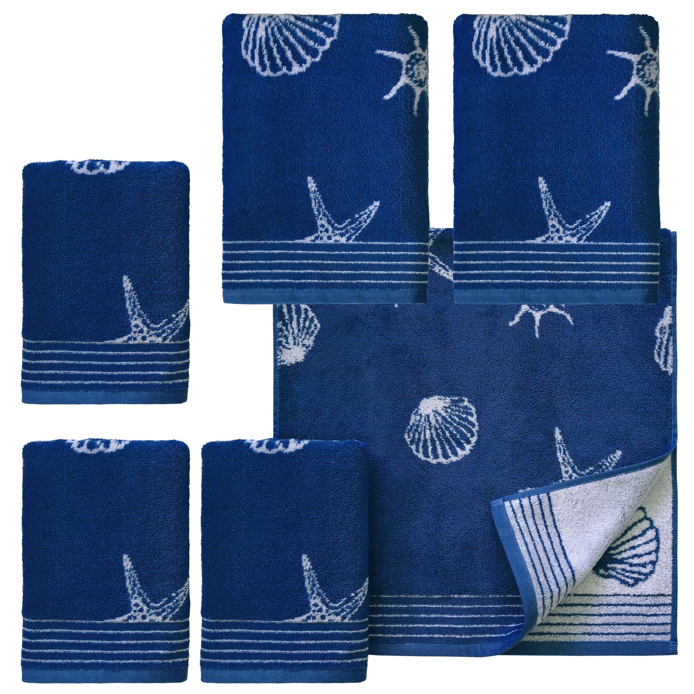 Dyckhoff Handtuch Set "Seashell", (Set, 6 St., 4 Handtücher (50x100 cm)-2 Badetücher (70x140 cm), mit Muschelmuster; 2 H