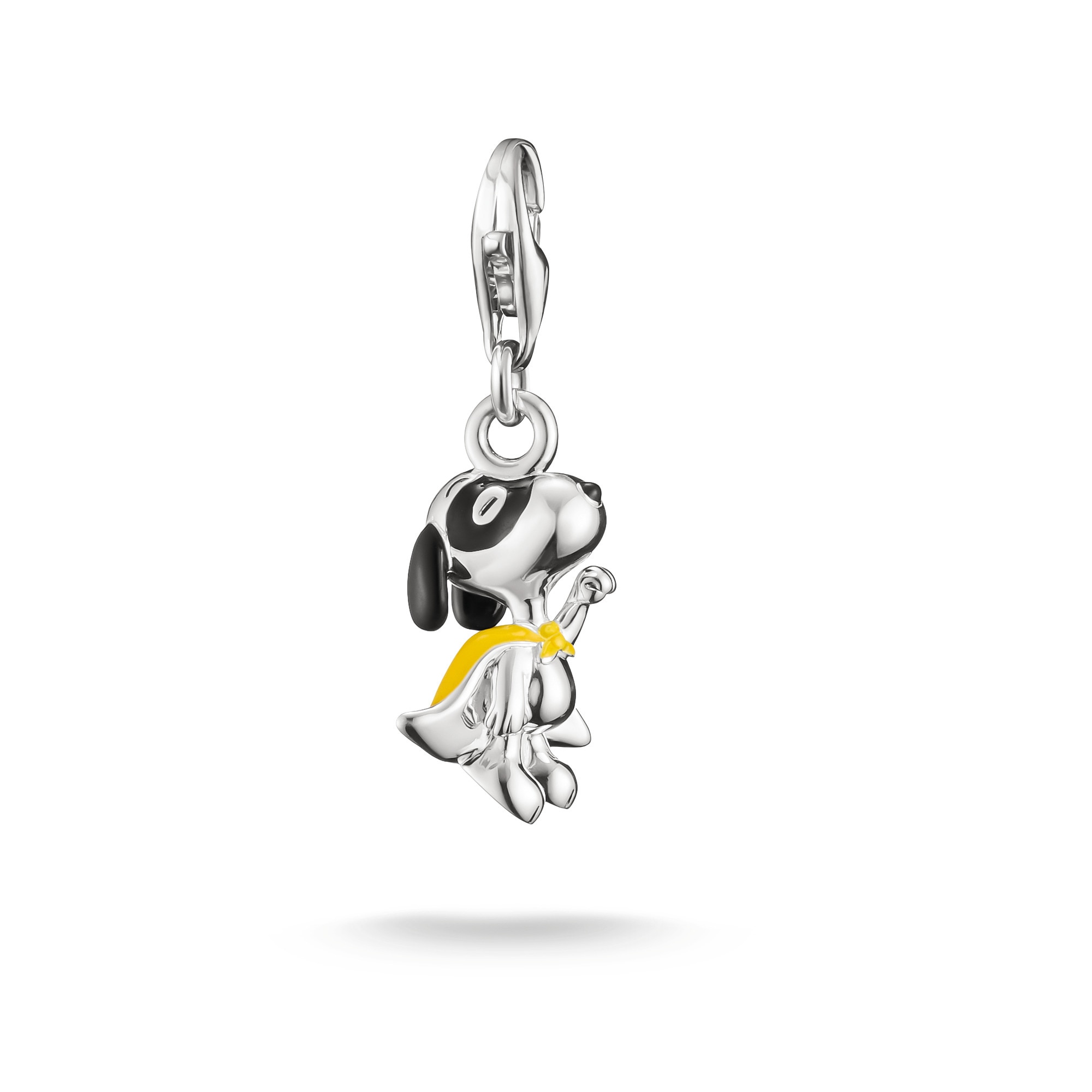 THOMAS SABO Damen Charm-Einhänger "THOMAS SABO x Peanuts Snoopy als Superheld Charm - Original"silberfarben, schwarz, gelb, Silber 925 (recycelt),