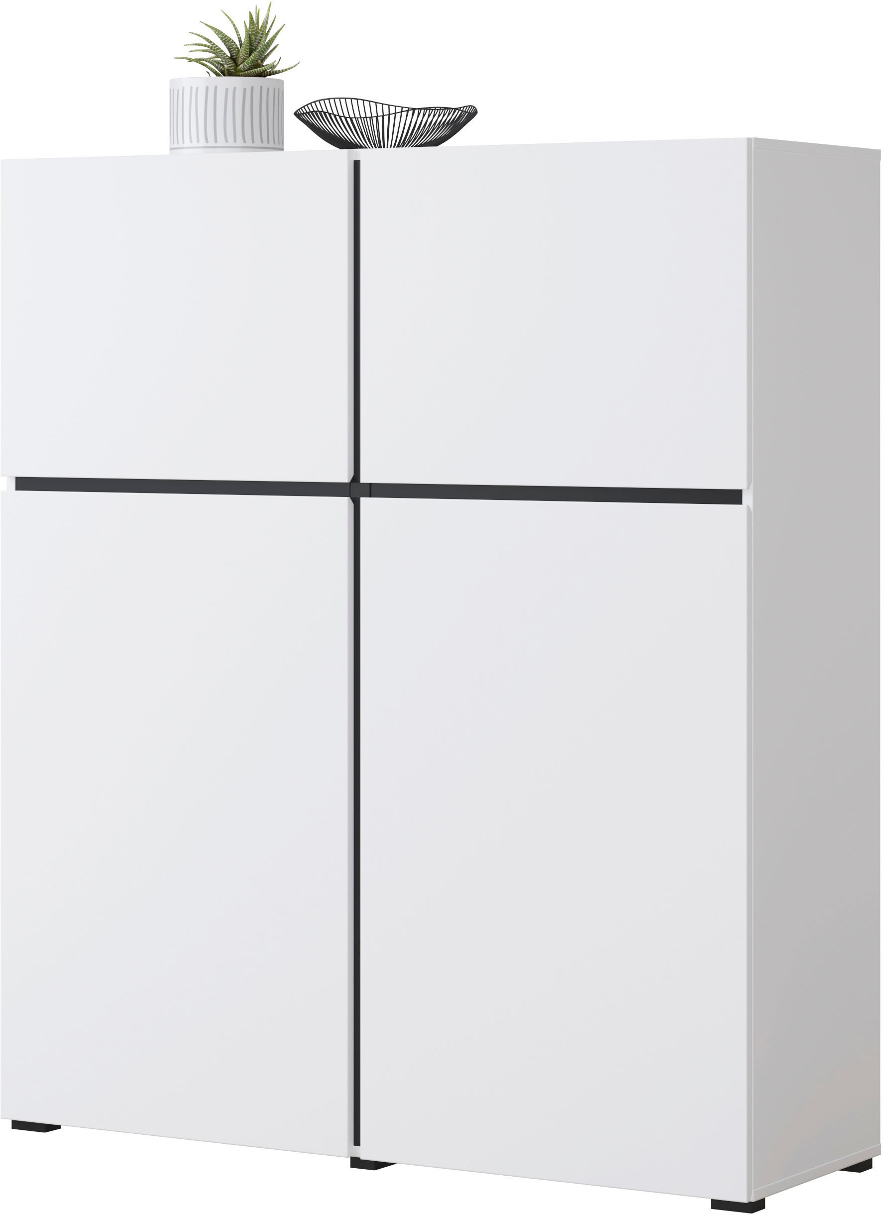 Thumbnail - OTTO home Highboard "Cross, moderne grifflose Hochkommode mit 4 Türen,Türkommode" Hochschrank, Höhe 139 cm mit viel Stau...