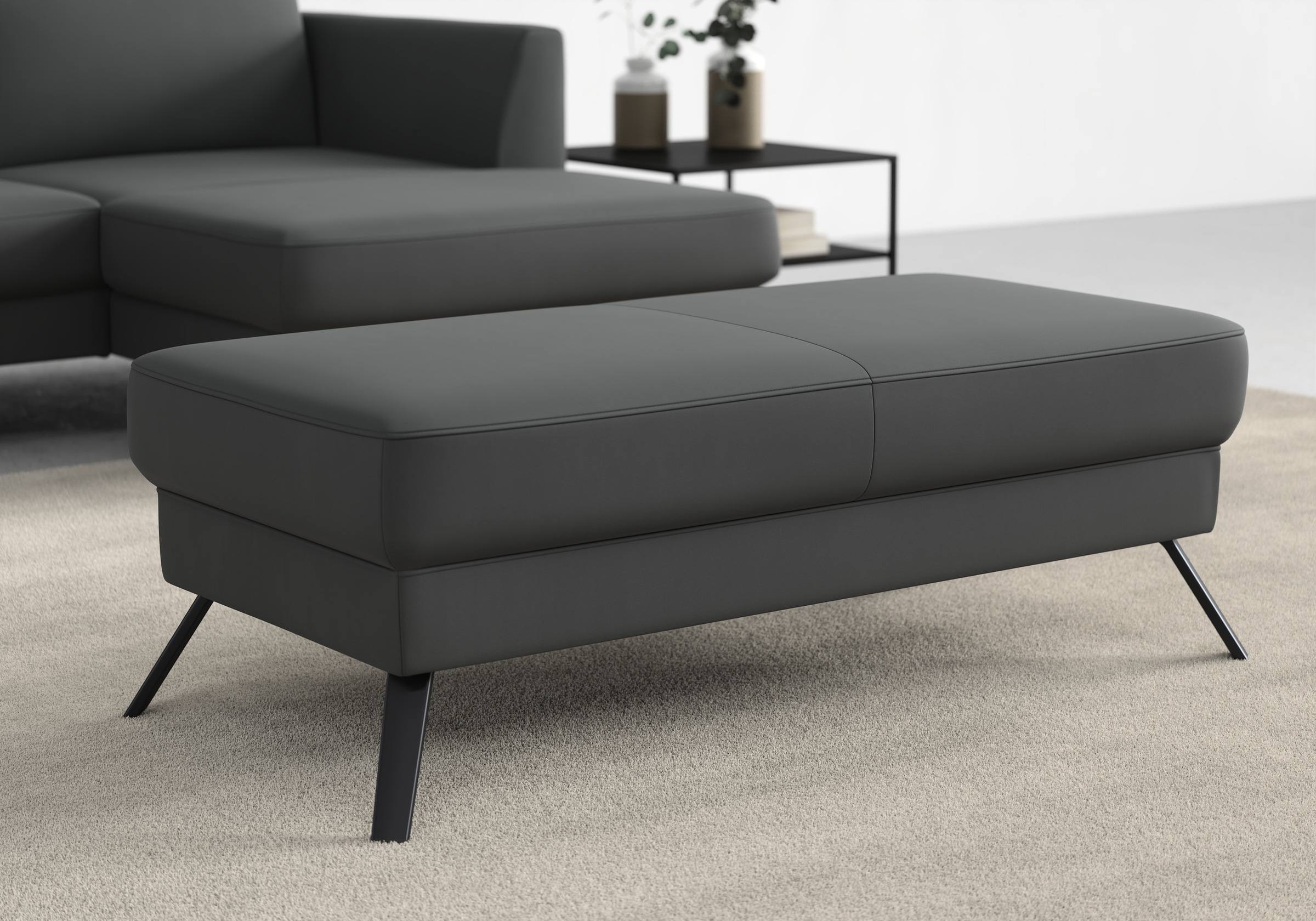 Hockerbank SIT & MORE "Lindholm", grau (anthrazit), B:135cm H:48cm T:65cm, Hocker 7