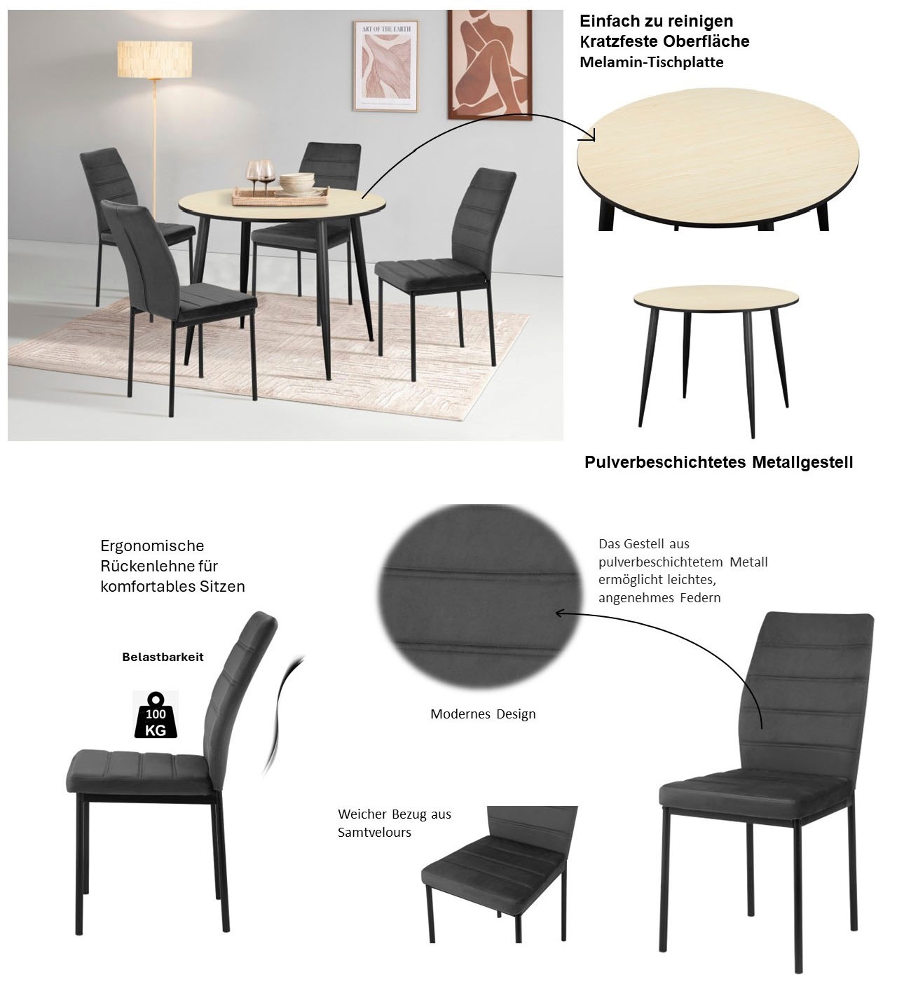 INOSIGN Essgruppe »HILLCRESTEG«, (Esszimmer, Essgruppe, Sitzgruppe TOPSELLER!)