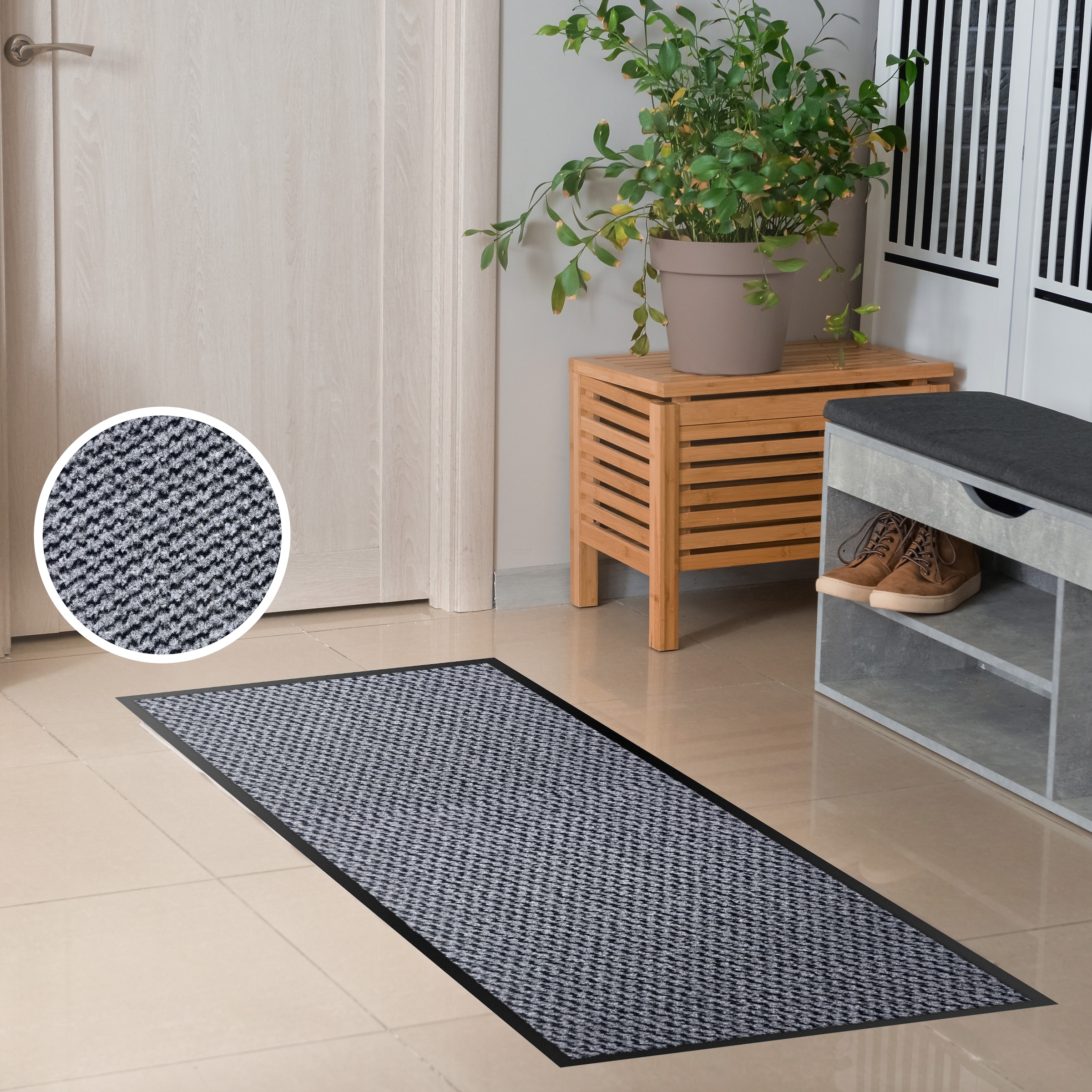 Fußmatte OTTO HOME "Tarron, Schmutzfangmatte Indoor, für Hausflur und Eingangsbereiche", grau, B:60cm H:5mm L:180cm, Kunstfaser, Teppiche, Fußmatte, Eingangsmatte, rutschfeste Unterseite, meliert