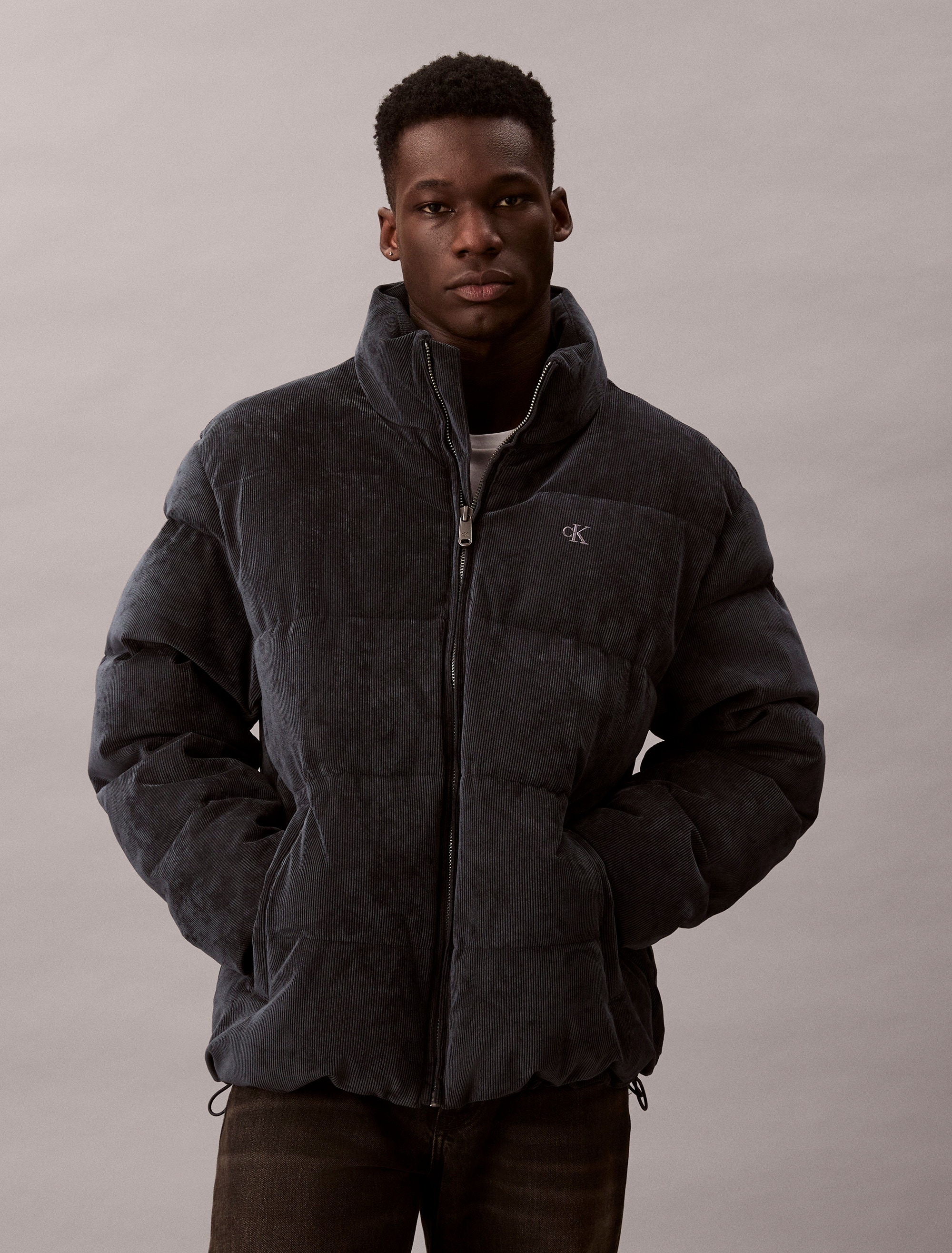 Calvin Klein Jeans Cordjacke "LS CORDUROY MID WT PUFFER JACKET" ohne Kapuze günstig online kaufen