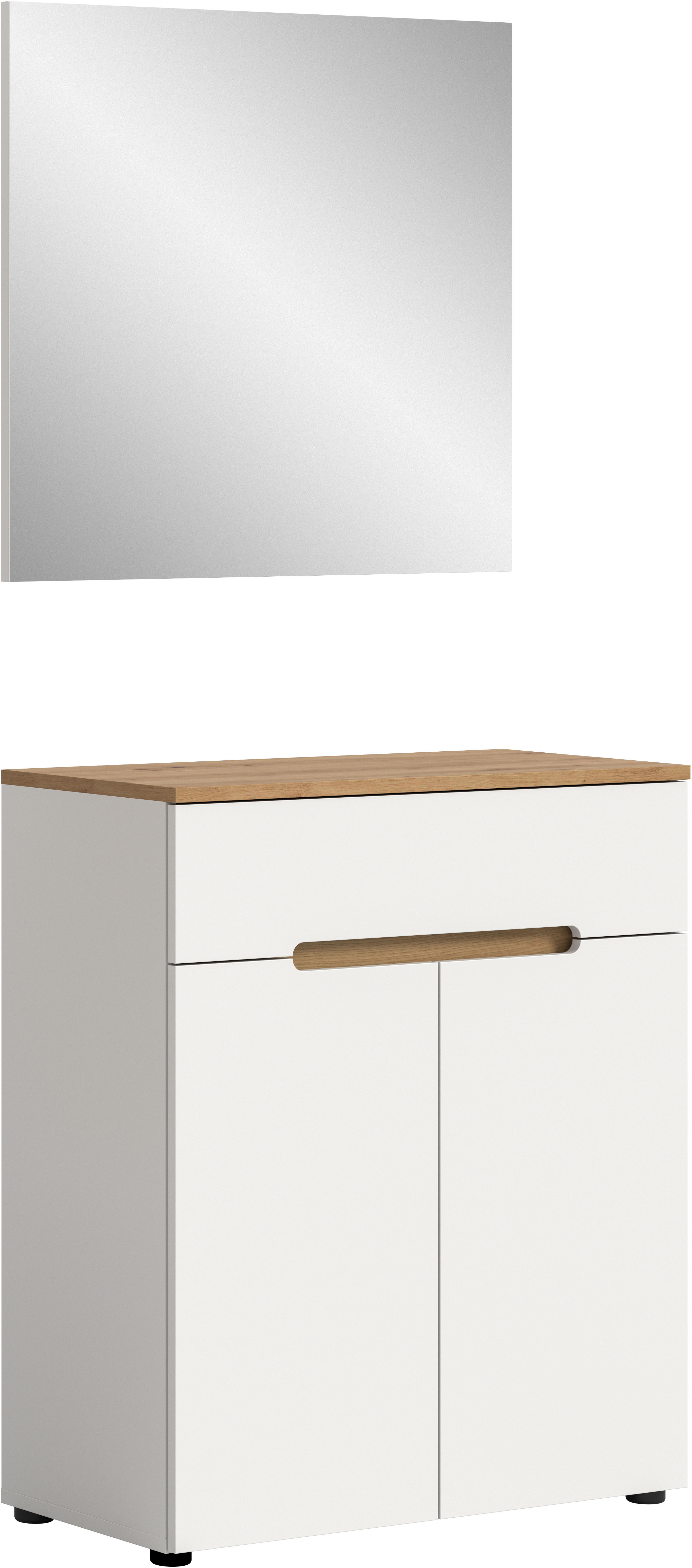 Home affaire Garderoben-Set "REHAT, TOPSELLER, 2-teilig, Breite 80cm, individuell erweiterbar" Set, bestehend aus: Garderobenspiegel und Schuhkommode, 2 Stk. tlg.