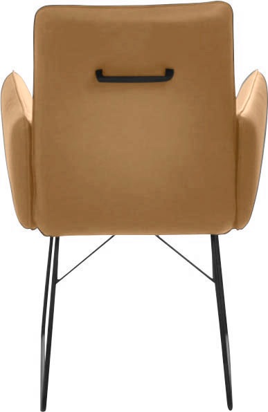 K+W Komfort & Wohnen Armlehnstuhl, 1 St., Leder CLOUD, Drahtkufengestell in Metall schwarz, Griff am Rücken, Steppung im Sitz