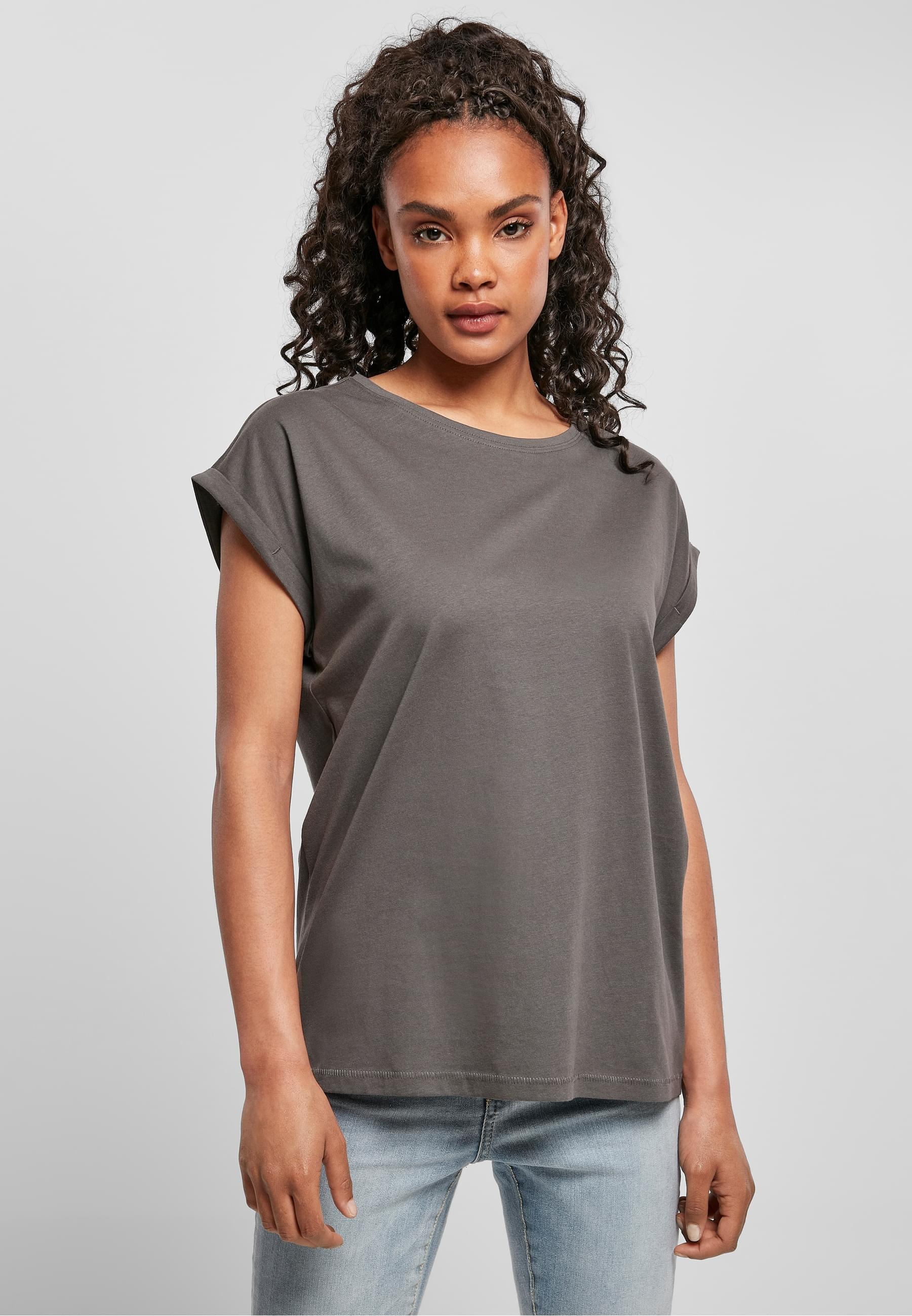 URBAN CLASSICS Kurzarmshirt »Urban Classics Damen Ladies Extended Shoulder Tee«, (1 tlg.)