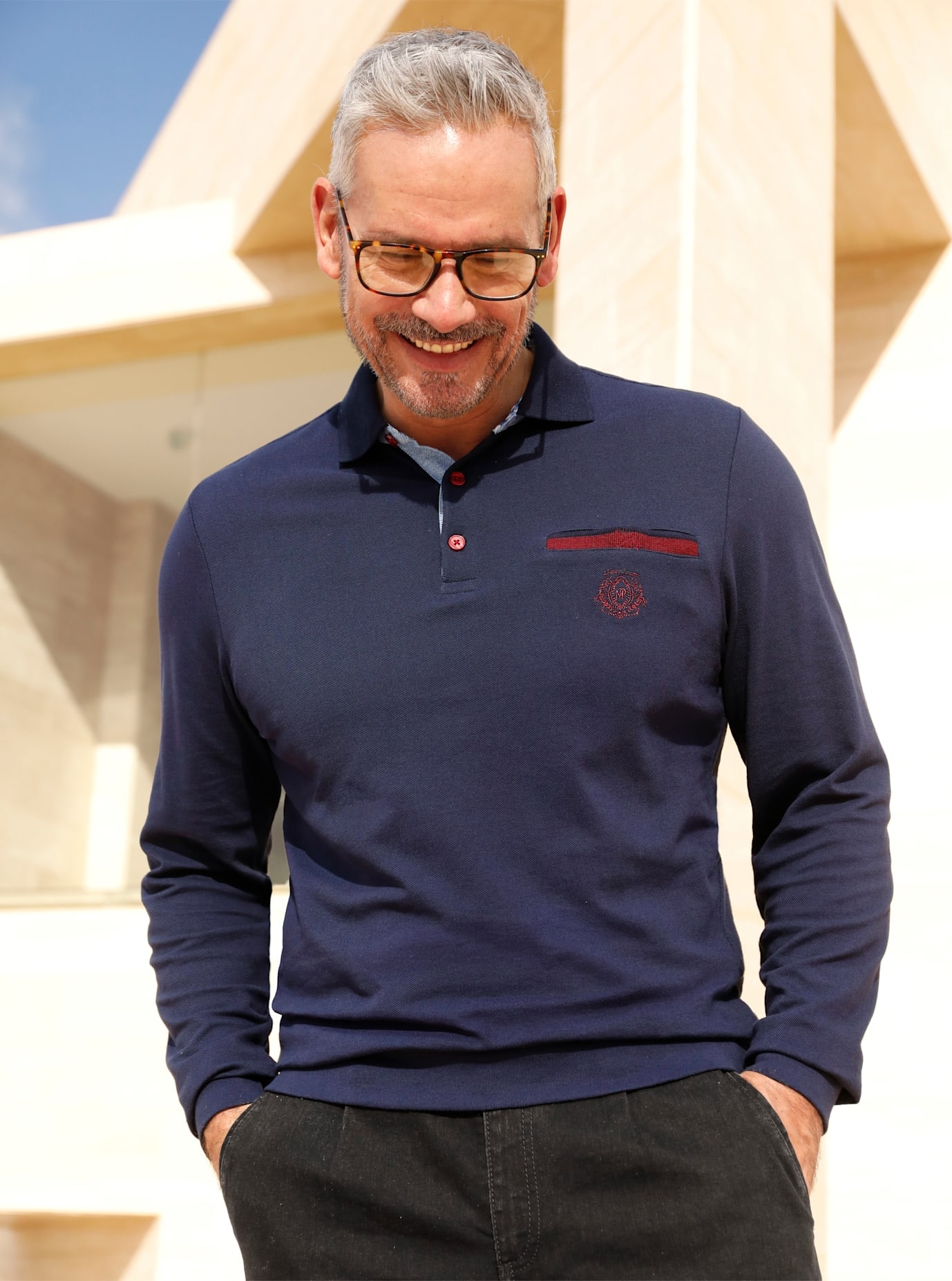 Marco Donati Poloshirt "Langarm-Poloshirt" 1 Stk. tlg. günstig online kaufen