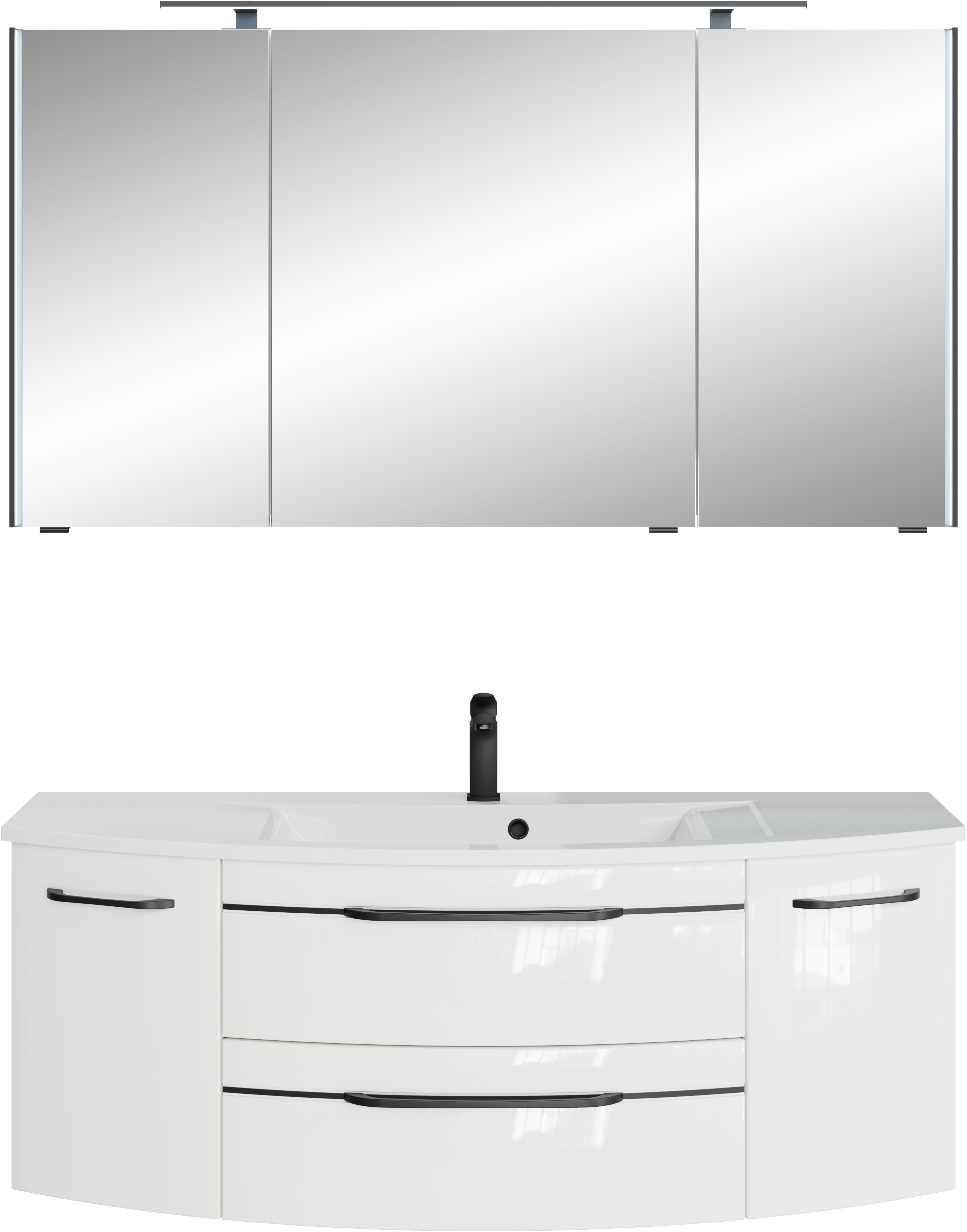 Saphir "Serie 7045 2-teilig Mineralmarmor-Waschtisch mit LED-Spiegelschrank" Set, 2 Stk. tlg.