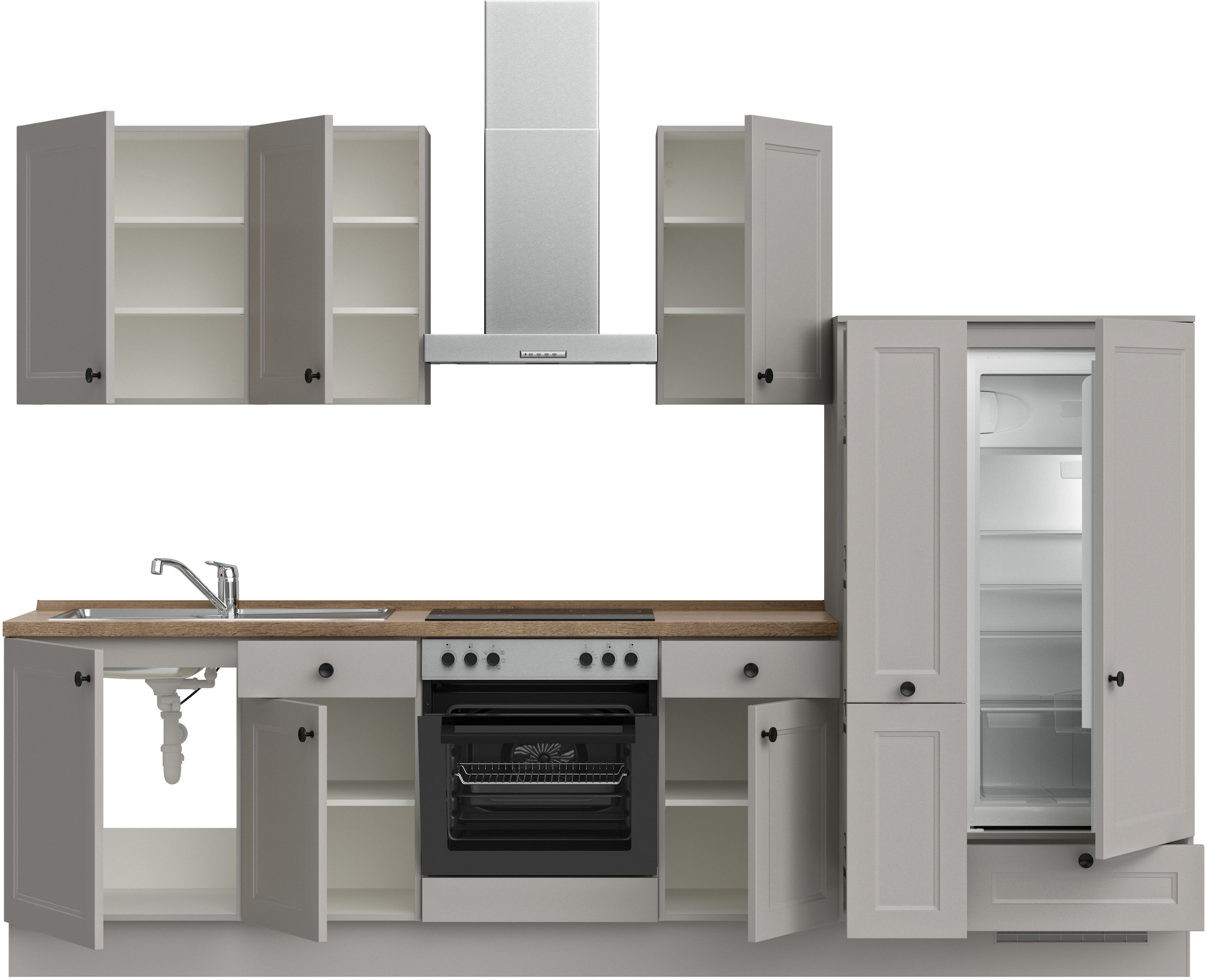 nobilia® Küchenzeile »"Cascada I"«, vormontiert, Ausrichtung wählbar, Breite 300 cm, wahlw. mit E-Geräten