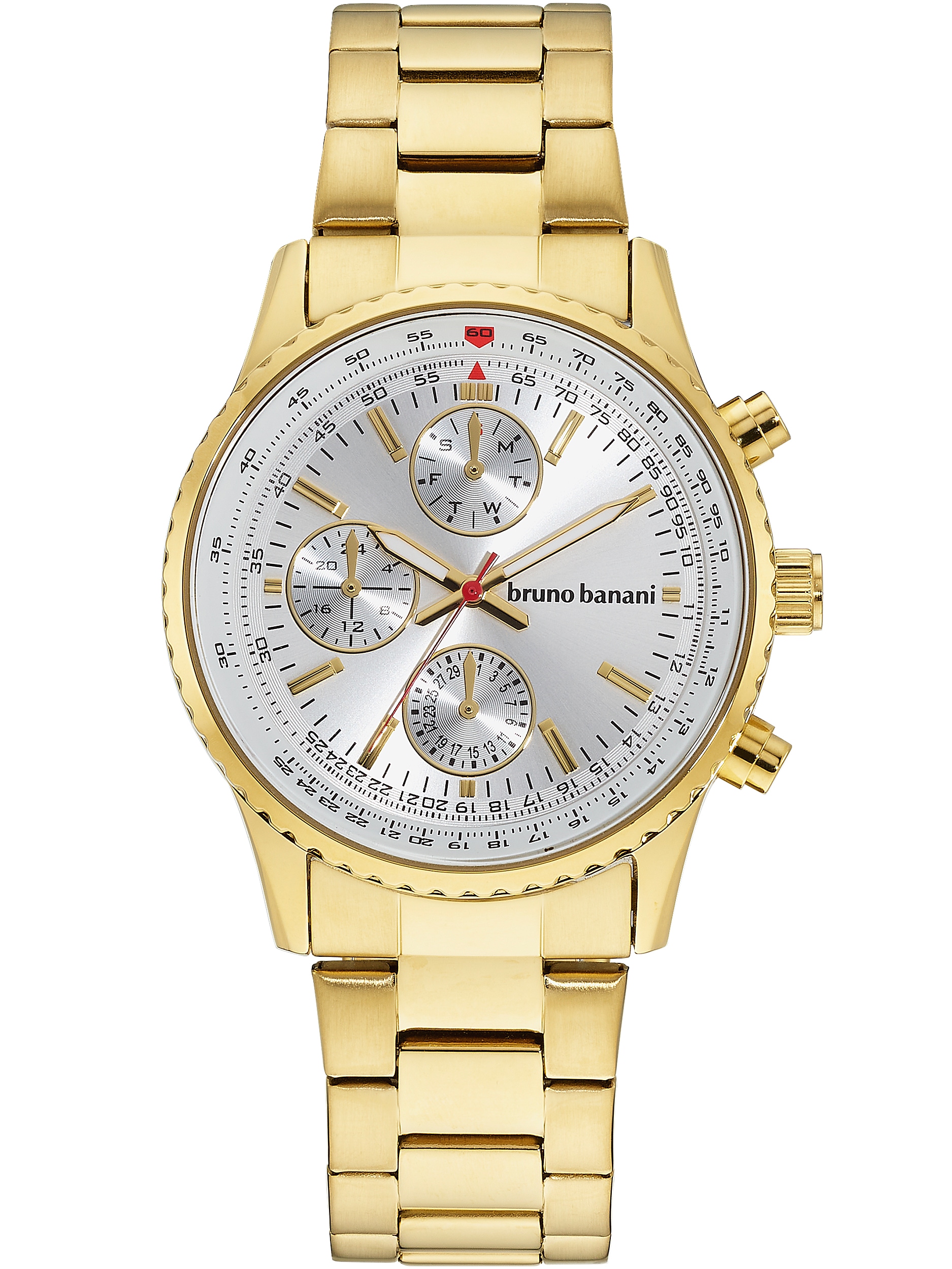 Bruno Banani Multifunktionsuhr »Clubbing« Quarzuhr, Armbanduhr, Herrenuhr, Edelstahlarmband, analog, Tag