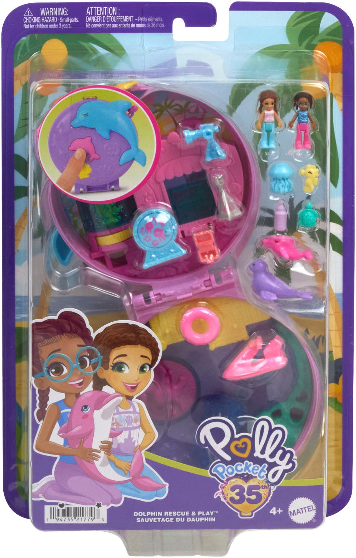 Polly Pocket Spielwelt »Delfin Retten Schatulle«, mit 2 kleinen Puppen