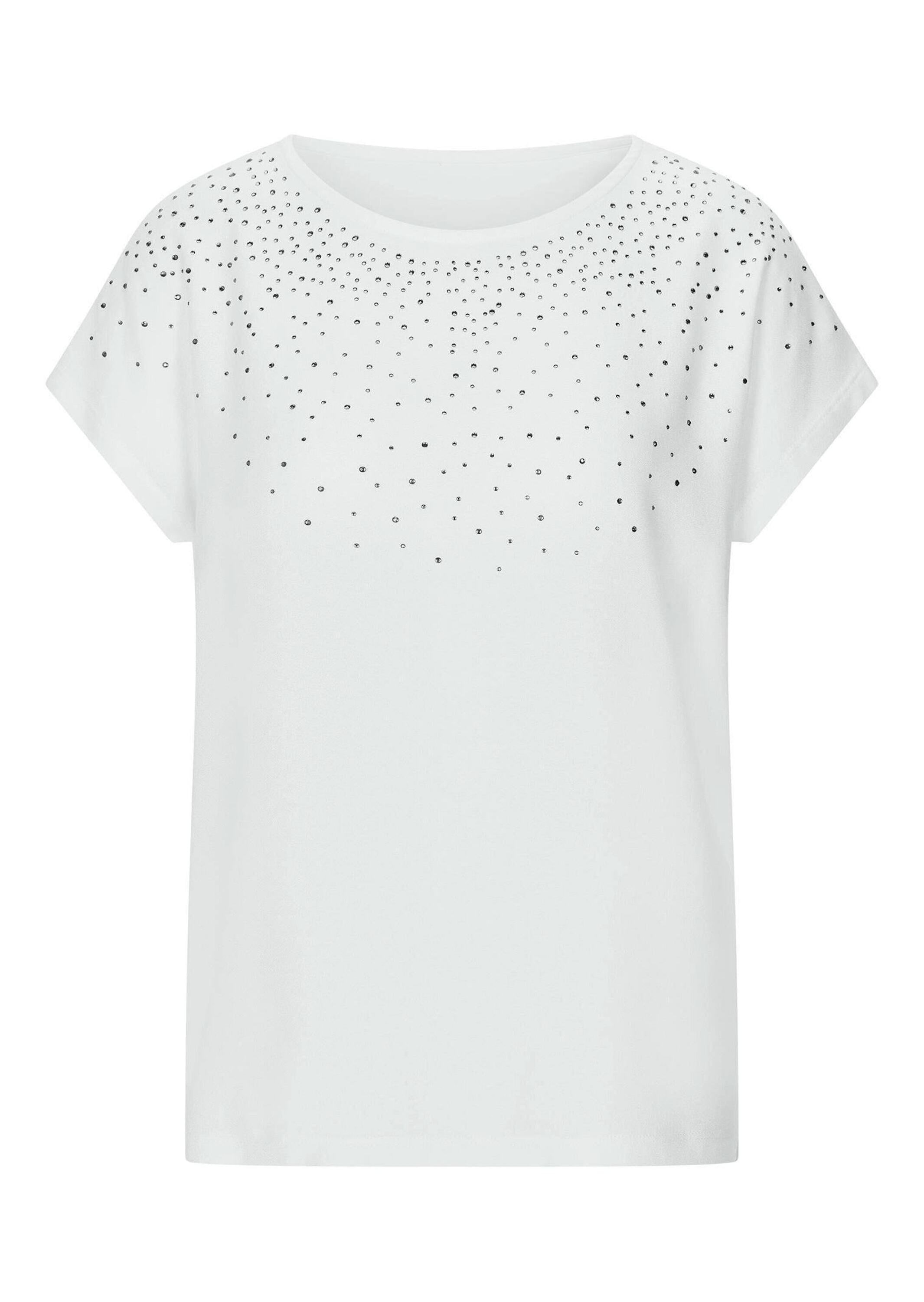 GOLDNER Kurzarmshirt "Jerseyshirt mit Glitzersteinen" Hot Fix Steinchen auf dem Vorderteil