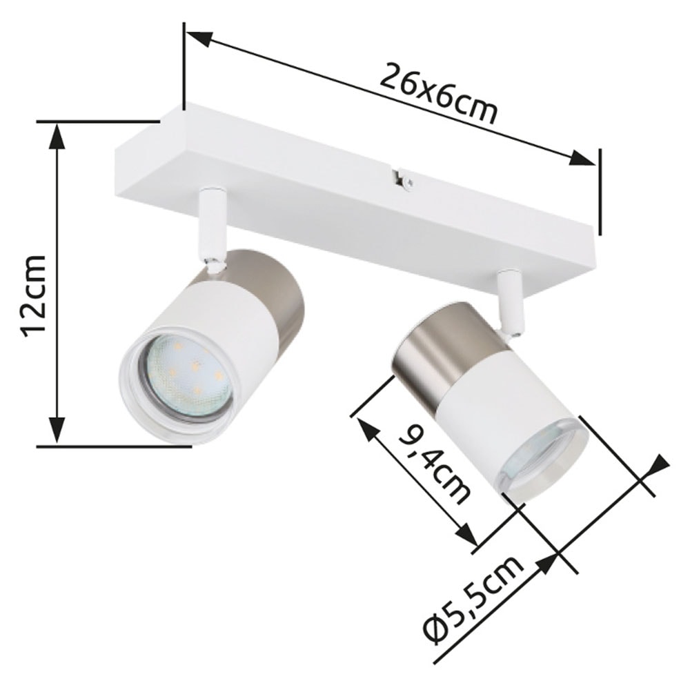 GLOBO LIGHTING Deckenstrahler »BRISBON«, Leuchtmittel GU10 | ohne Leuchtmittel, Deckenspot/weiß/ LxBxH: 260x60x120mm/Flur
