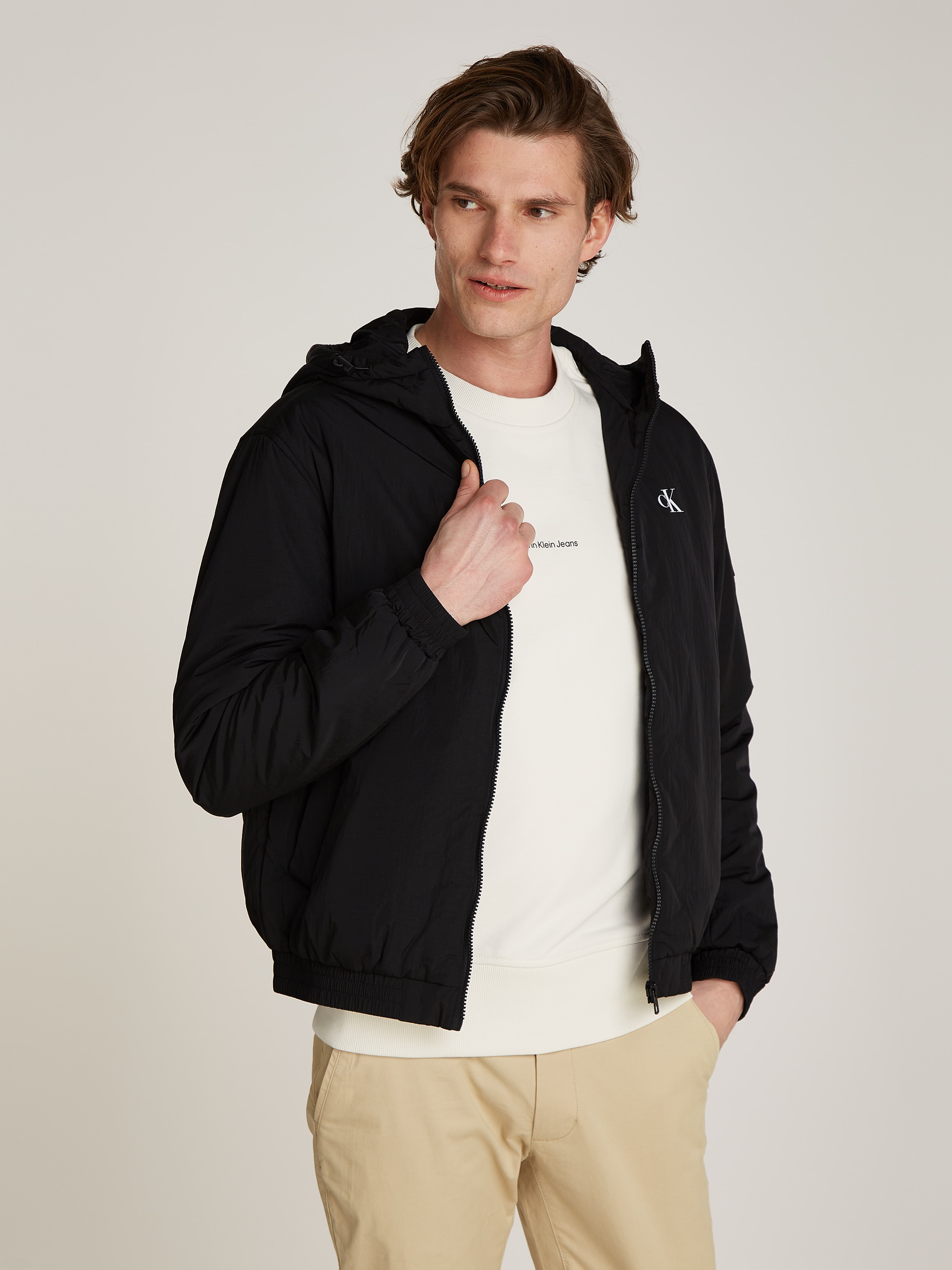 Calvin Klein Jeans Outdoorjacke "PADDED HOODED HARRINGTON", mit Kapuze, mit günstig online kaufen