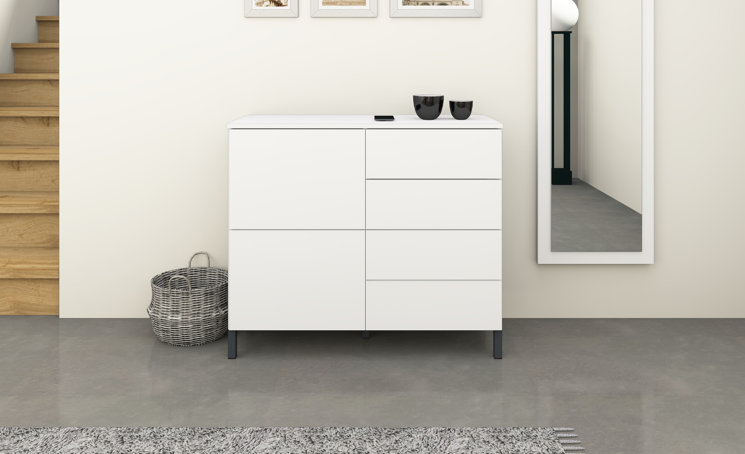 borchardt Möbel Kommode, Drucköffner (Push-To-Open), höhenverstellbare Einlegeböden