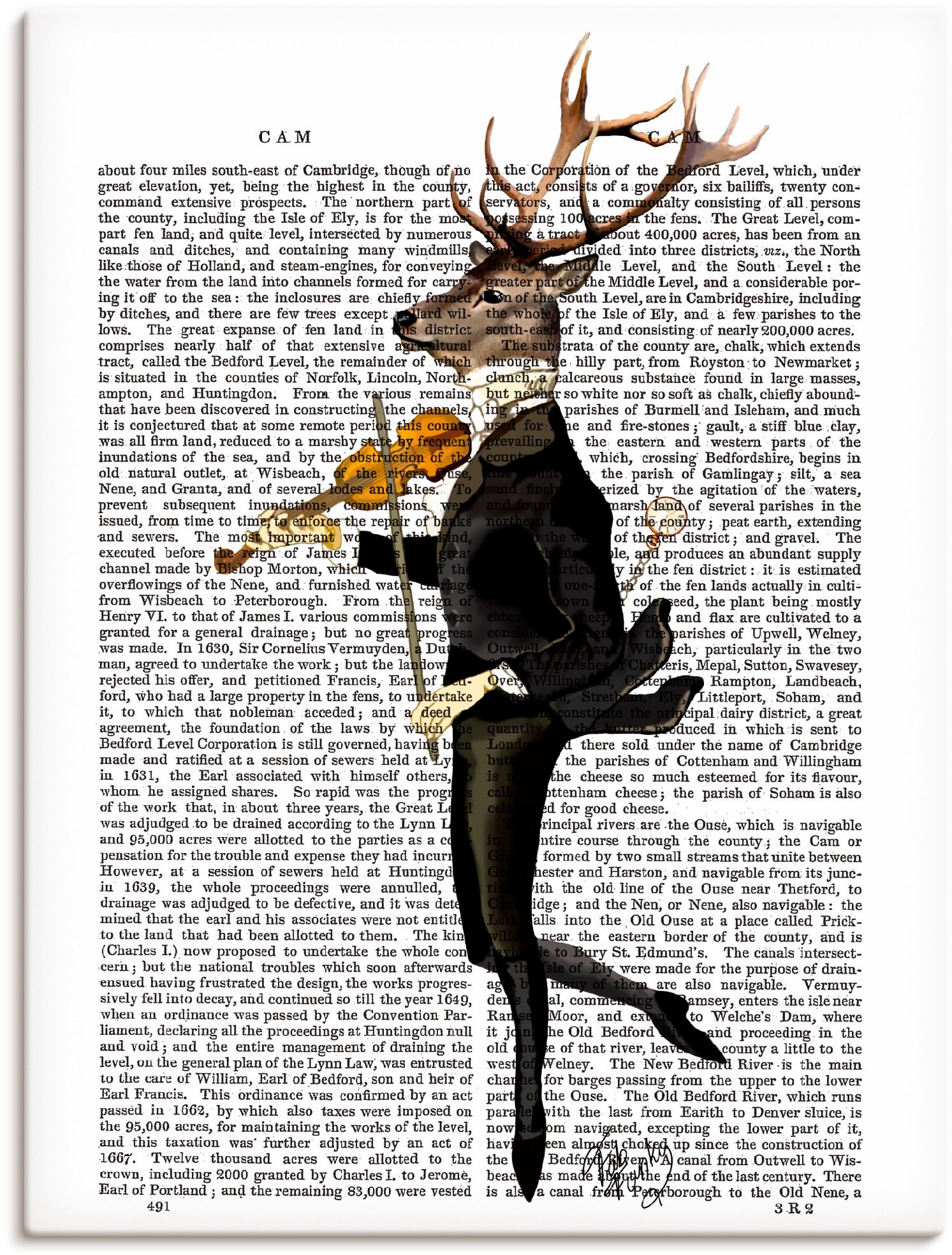 Artland Wandbild "Tanzender Hirsch mit Violine" Humor 1 Stk. tlg. als Leinw günstig online kaufen