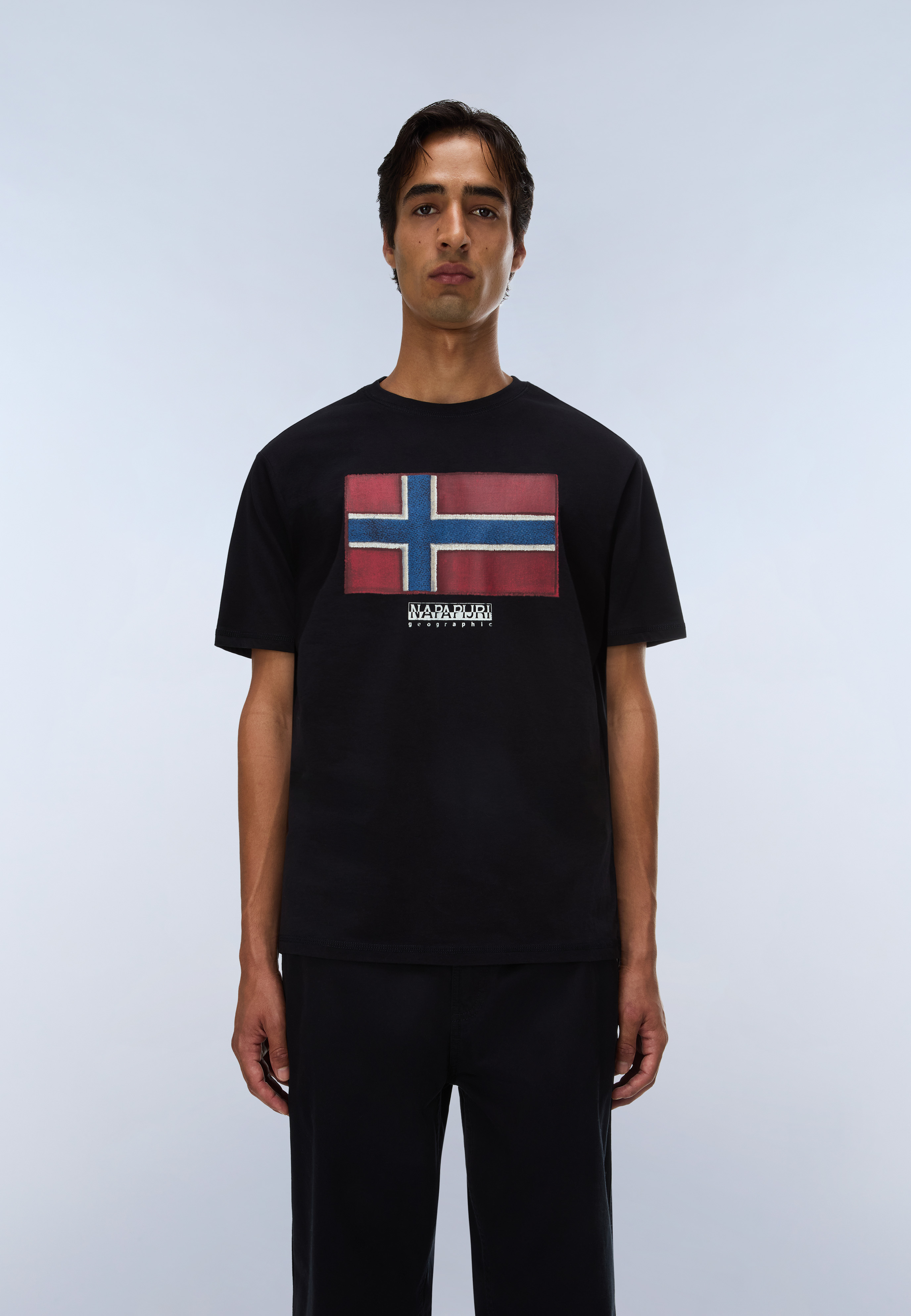 Napapijri T-Shirt "S-FLAG TIKI SS BLACK BEAUTY" mit Rundhalsausschnitt, aus Baumwolle, T-Shirt-Schnitt, normale Länge