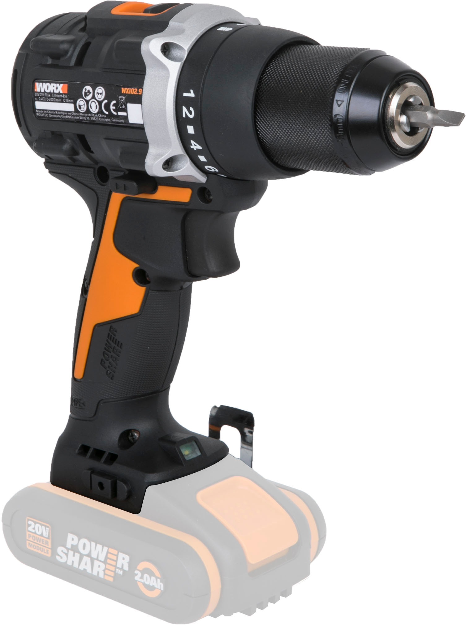 Worx Akku-Bohrschrauber »WX102.9 NITRO«, Brushless-Motor, 2-Gang-Getriebe, ohne Akku & Ladegerät