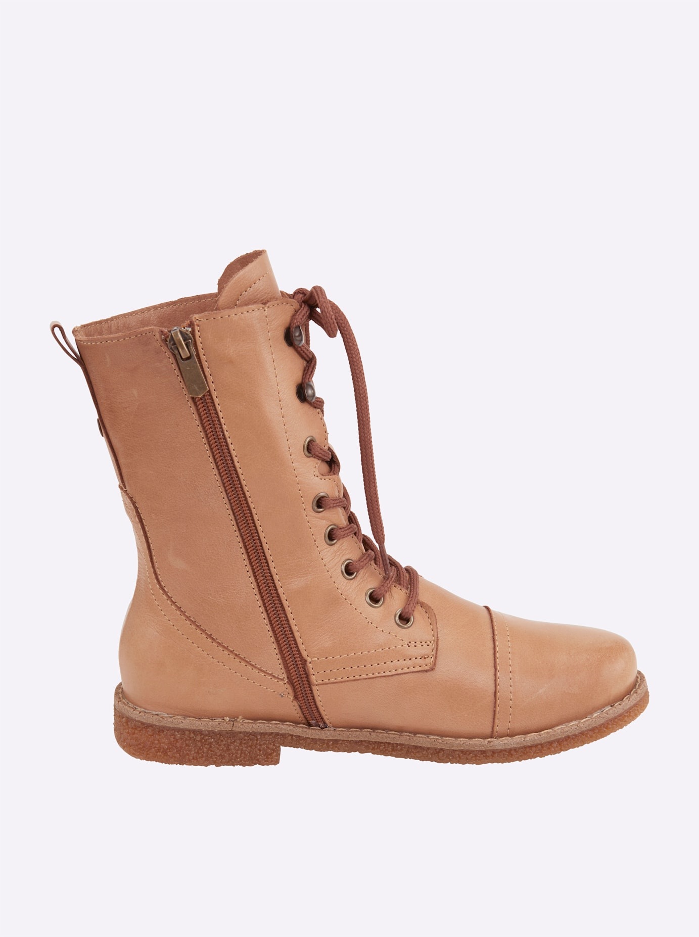Schnürstiefelette ANDREA CONTI, Damen, Gr. 37, braun (camel), Glattleder, Leder, Rindsleder, Schuhe Schnürstiefelette 2