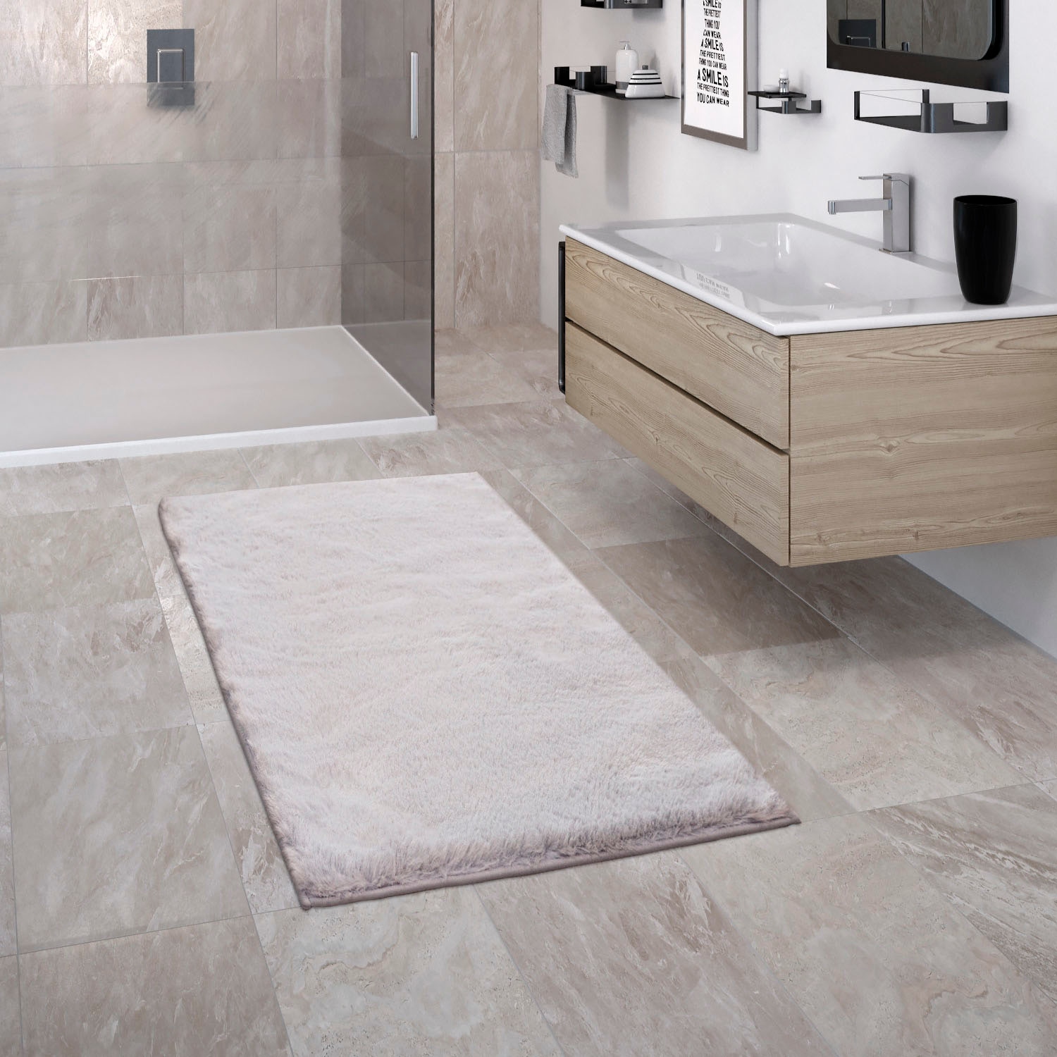Paco Home "Comfy 340" Höhe 25 mm rutschhemmend beschichtet fußbodenheizungsgeeignet Badteppich, Soft-Touch-Oberfläche, besonders weich & flauschig