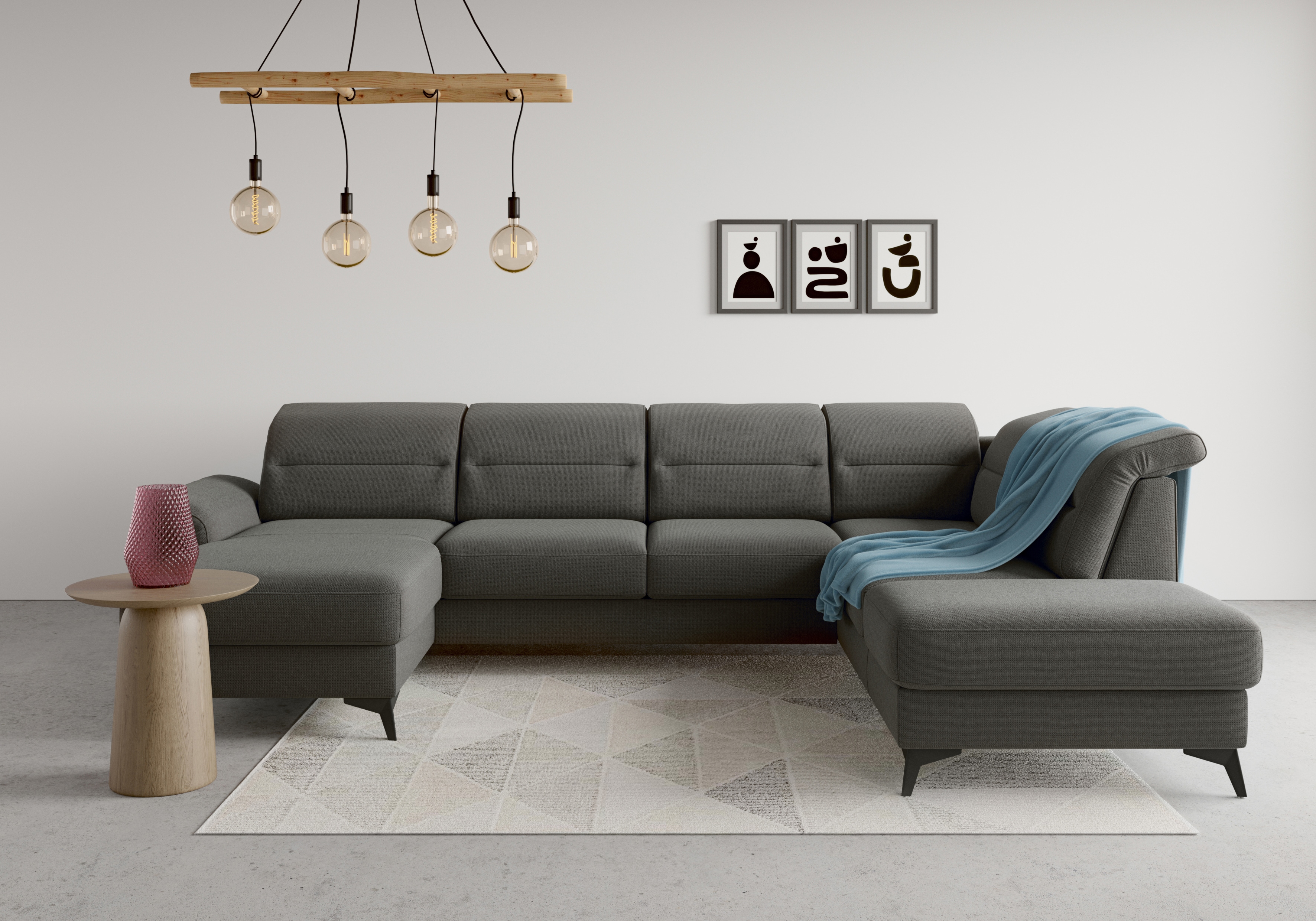 sit&more Wohnlandschaft "Sinatra U-Form" optional mit Kopfteilverstellung und Armteilfunktion, Metallfüße