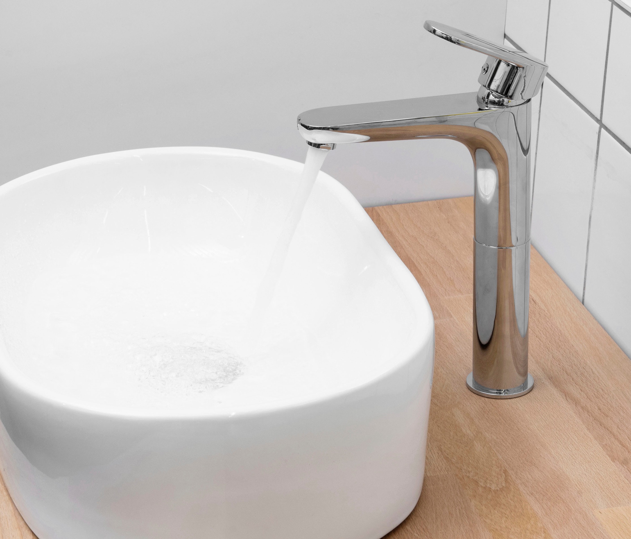 CORNAT Waschtischarmatur ""Denia" - Verchromter Messingkörper - Hohe Auslau günstig online kaufen