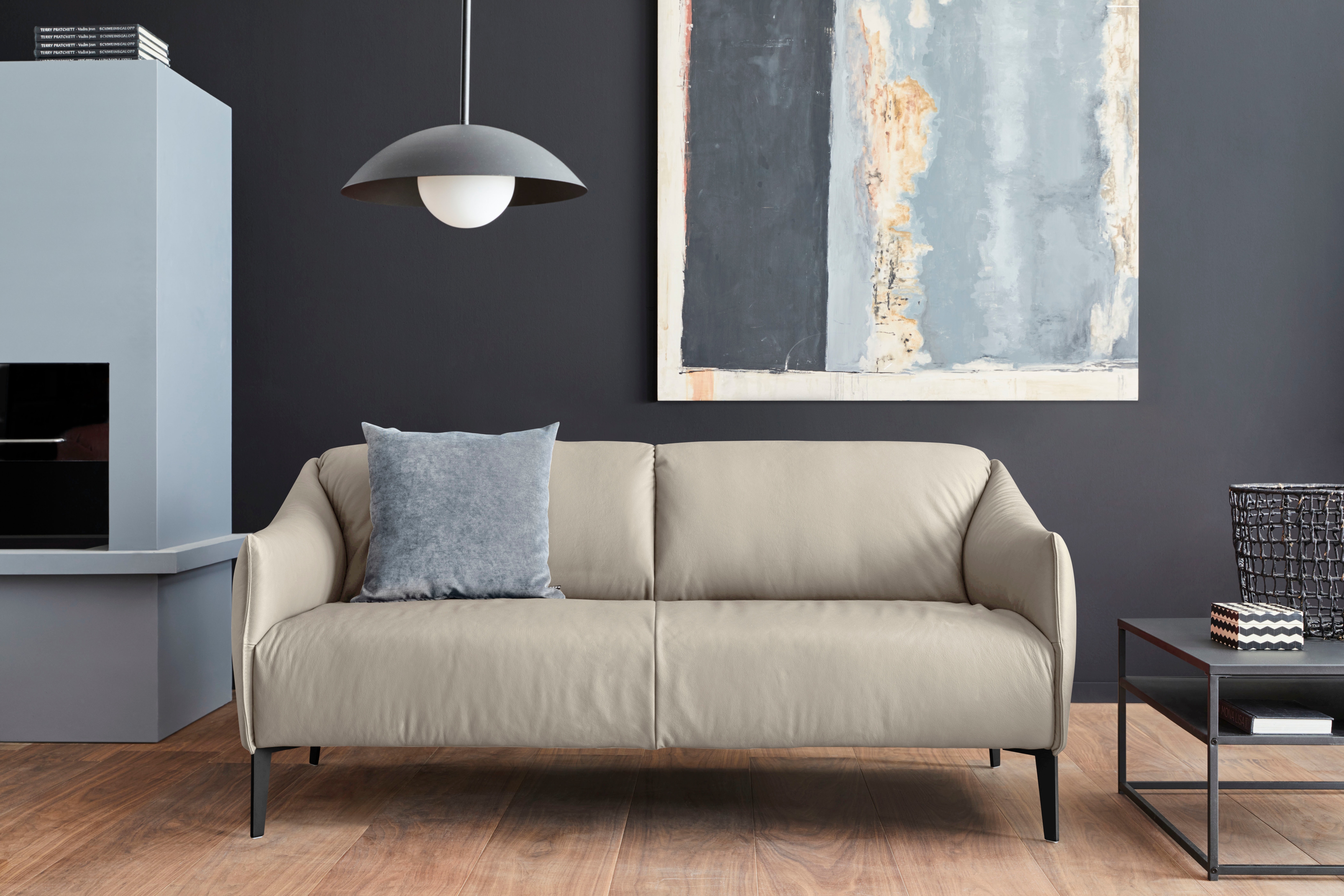 W.SCHILLIG 2,5-Sitzer "sally Design-Sofa, Loungesofa, bequem, schmale Armlehnen, Breite 194cm" mit Metall-Winkelfüßen in Schwarz pulverbeschichtet, Breite 194 cm