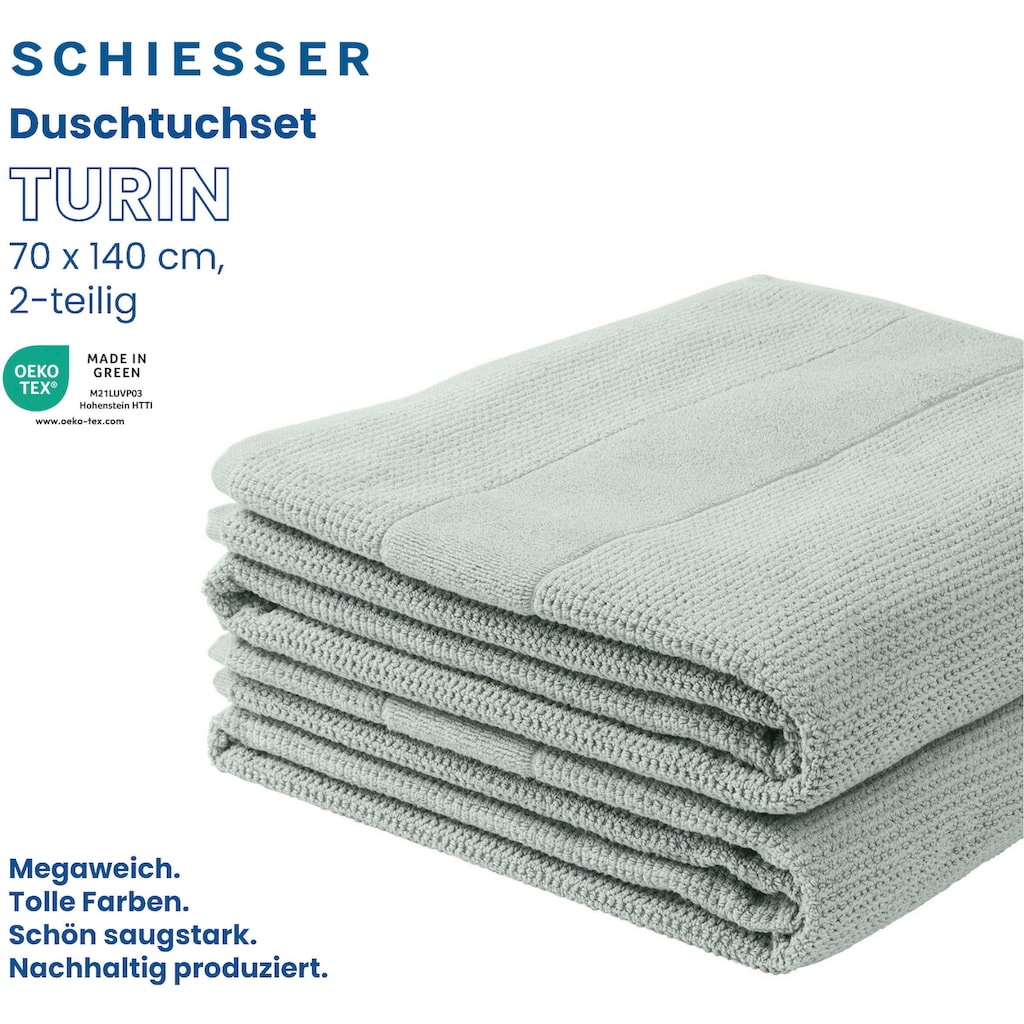 Schiesser Handtücher »Turin im 4er Set aus 100% Baumwolle«, (2 St.), Reiskorn-Optik, Made in Green